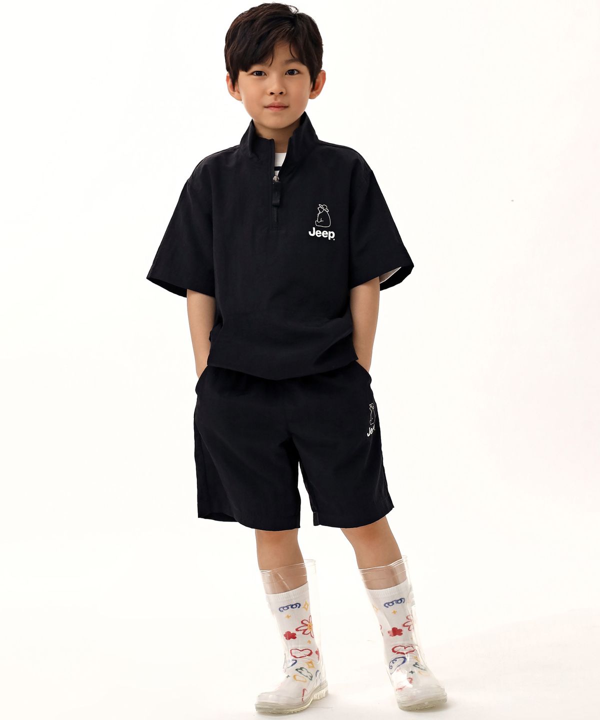 지프키즈(JEEPKIDS) 폴라베어 아노락 반팔셋업_BK