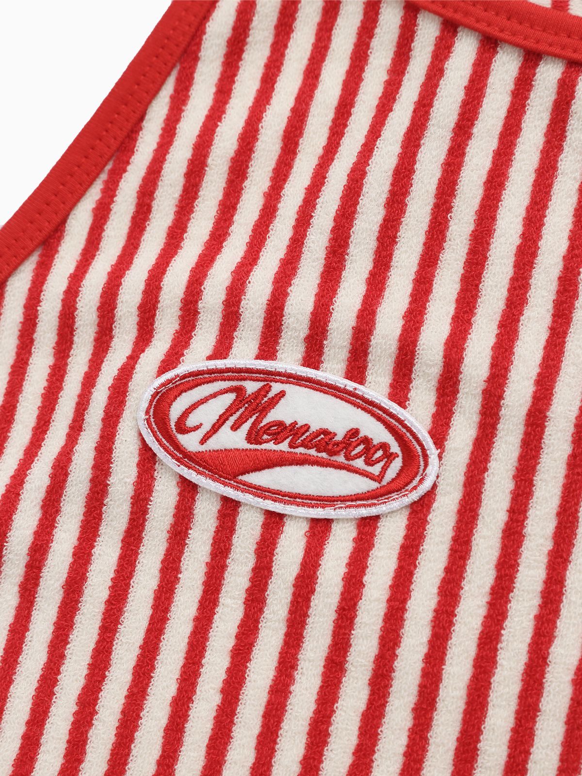미나수(MENASOO) MENASOO SUMMER STRIPE TERRY STRAP ONEPIECE_RED