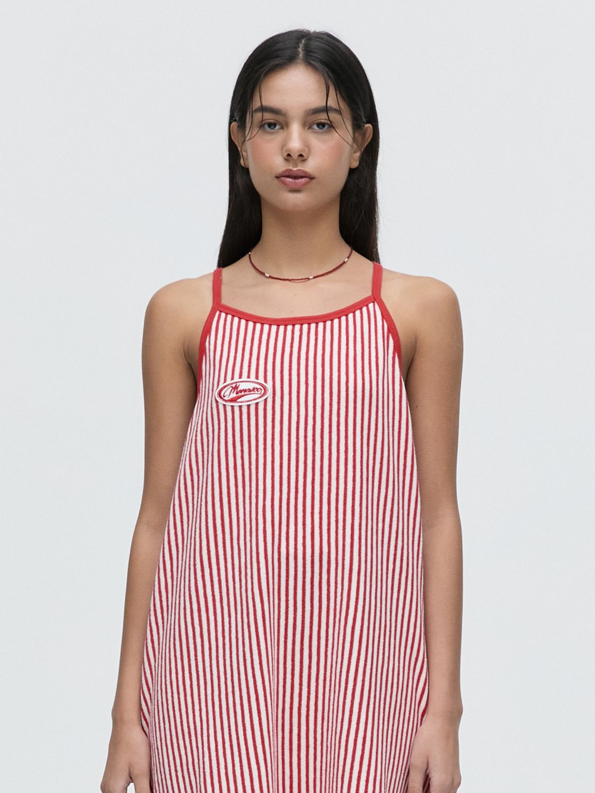 미나수(MENASOO) MENASOO SUMMER STRIPE TERRY STRAP ONEPIECE_RED