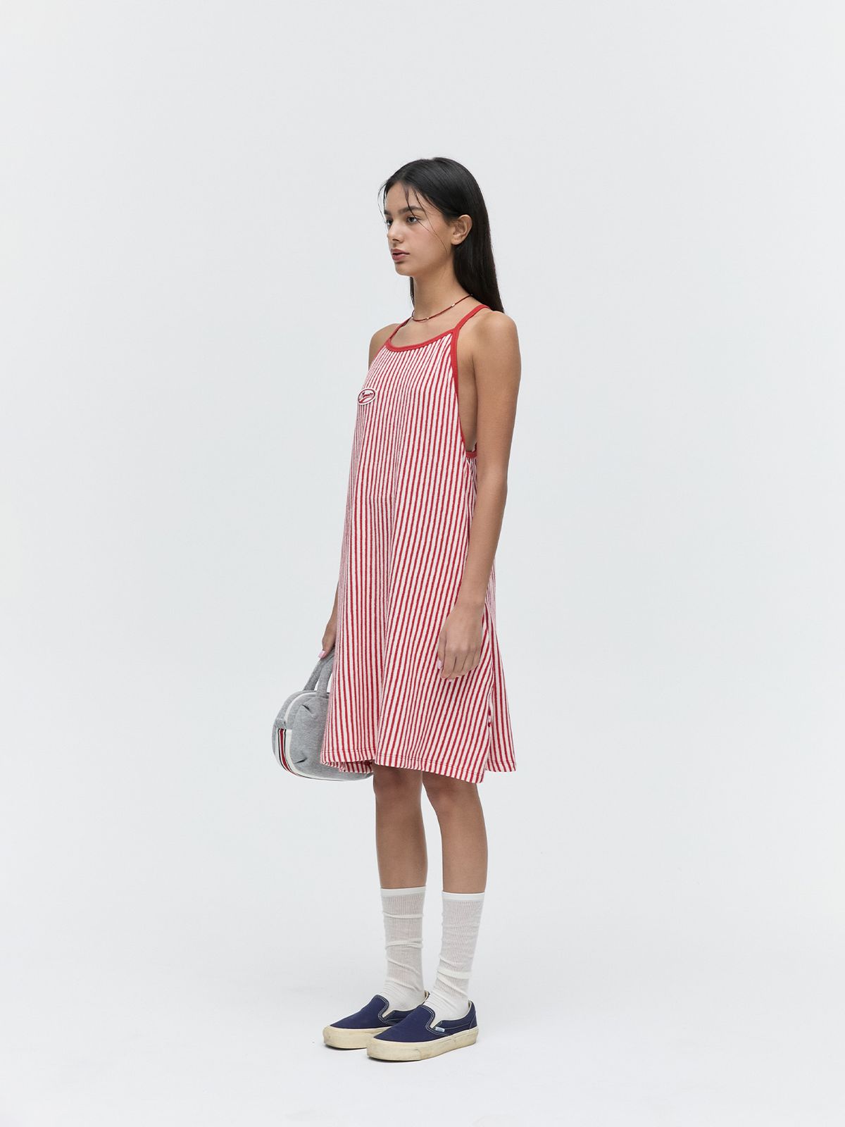 미나수(MENASOO) MENASOO SUMMER STRIPE TERRY STRAP ONEPIECE_RED