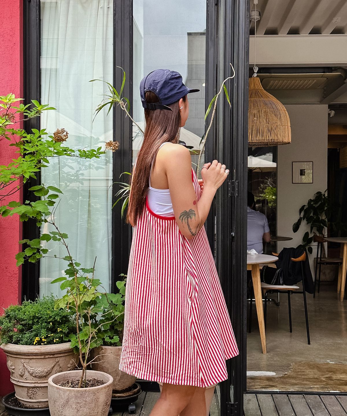미나수(MENASOO) MENASOO SUMMER STRIPE TERRY STRAP ONEPIECE_RED