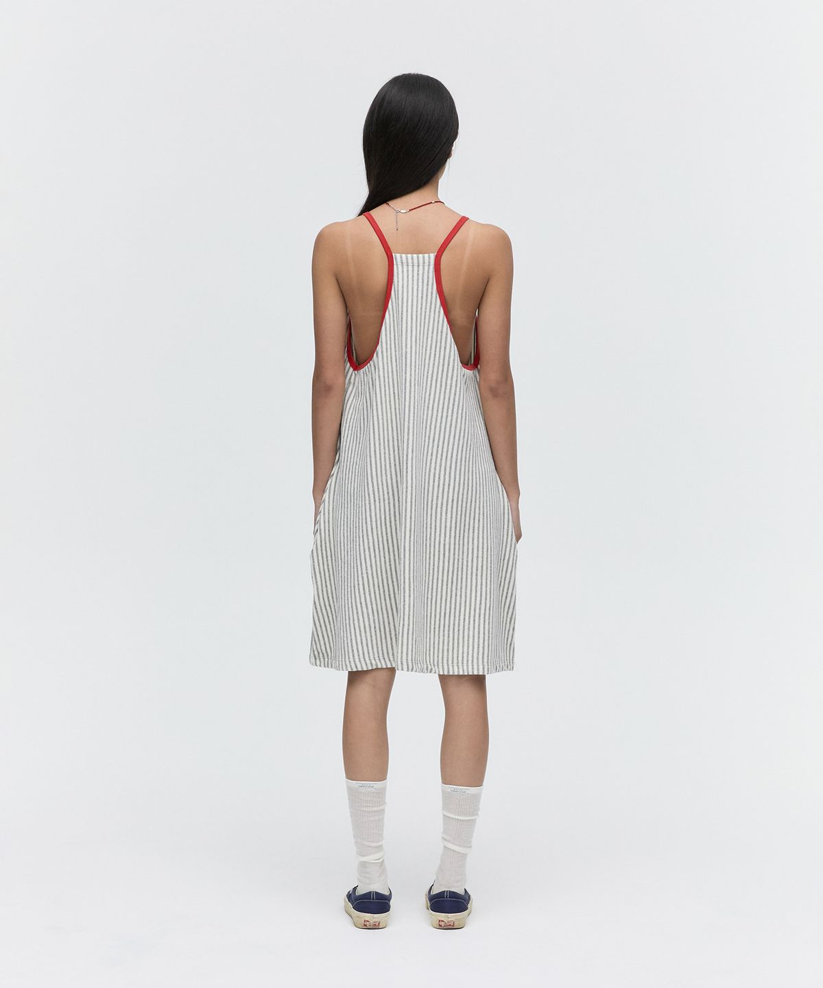 미나수(MENASOO) MENASOO SUMMER STRIPE TERRY STRAP ONEPIECE_GRAY