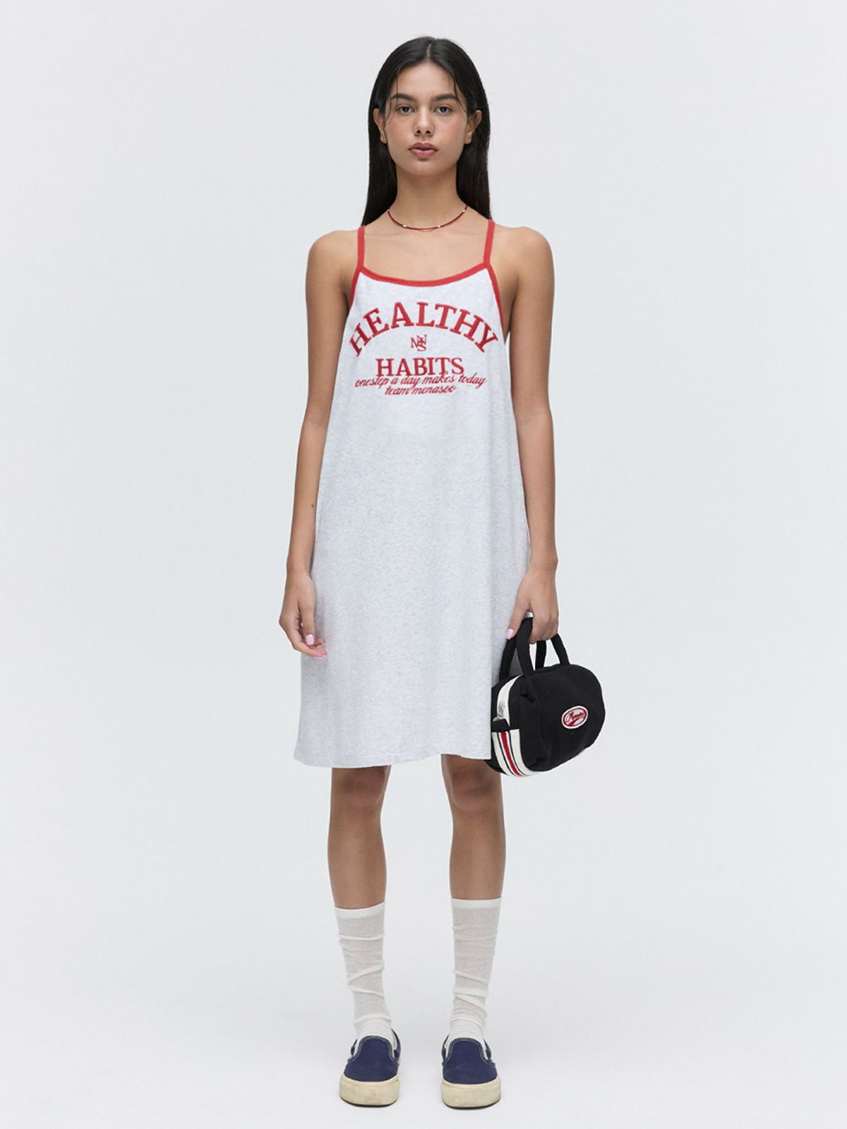 미나수(MENASOO) MENASOO SUMMER BASIC TERRY STRAP ONEPIECE_ASH GRAY