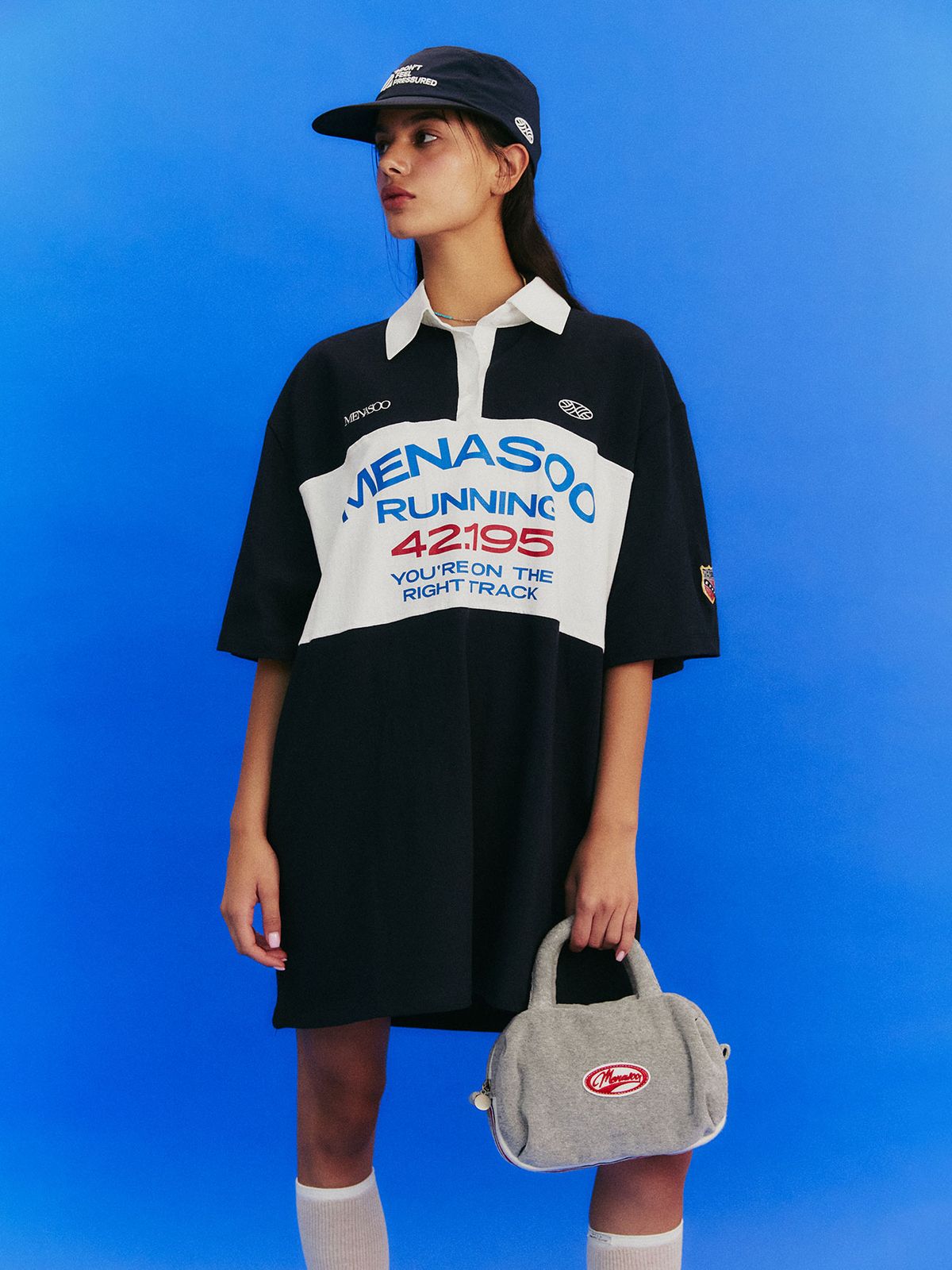 미나수(MENASOO) DONTPRESSURED CAMP CAP_NAVY