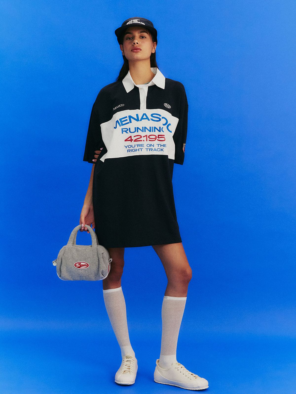 미나수(MENASOO) DONTPRESSURED CAMP CAP_NAVY