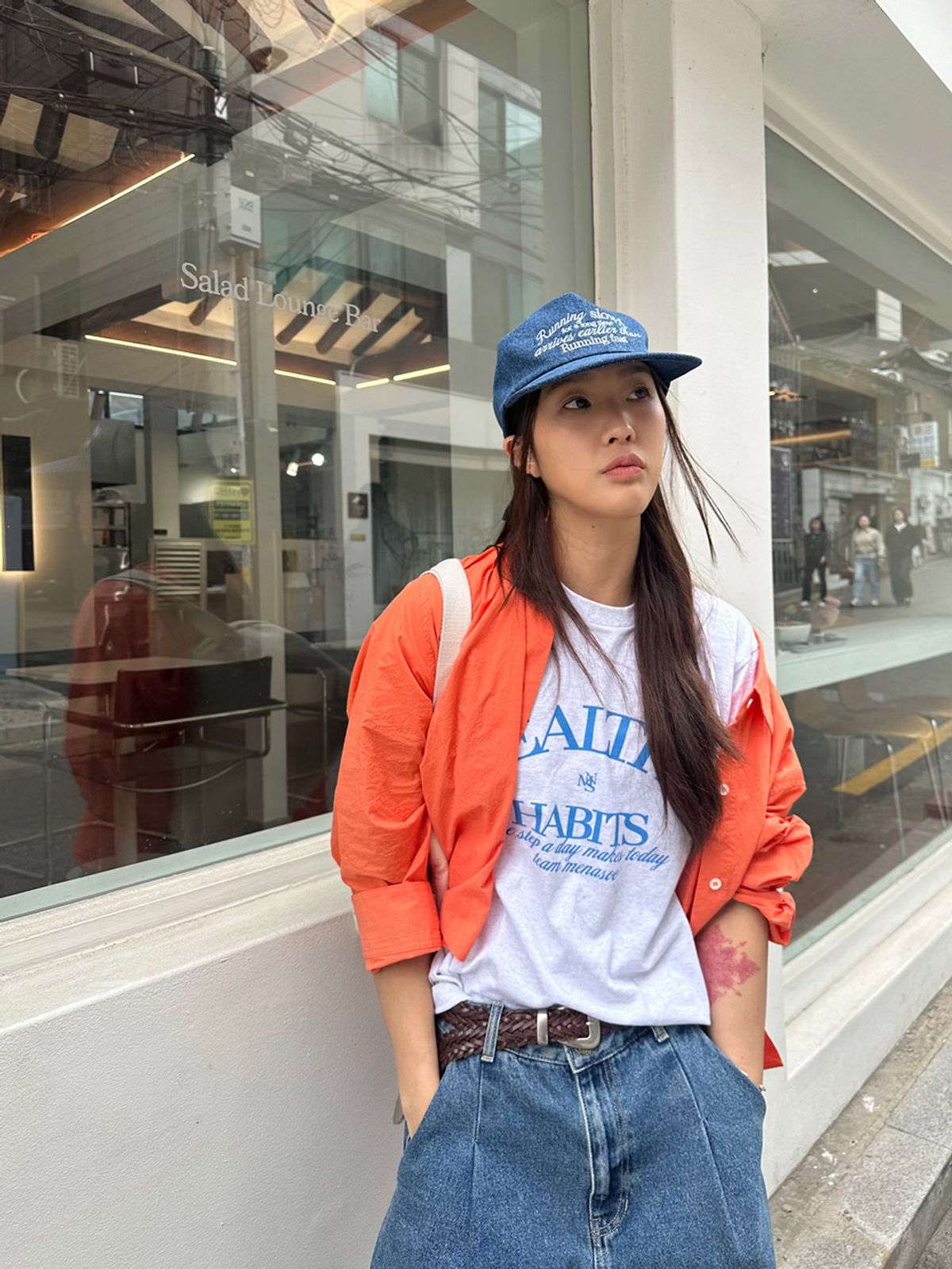 미나수(MENASOO) RUNNING SLOWLY COTTON CAP_DENIM