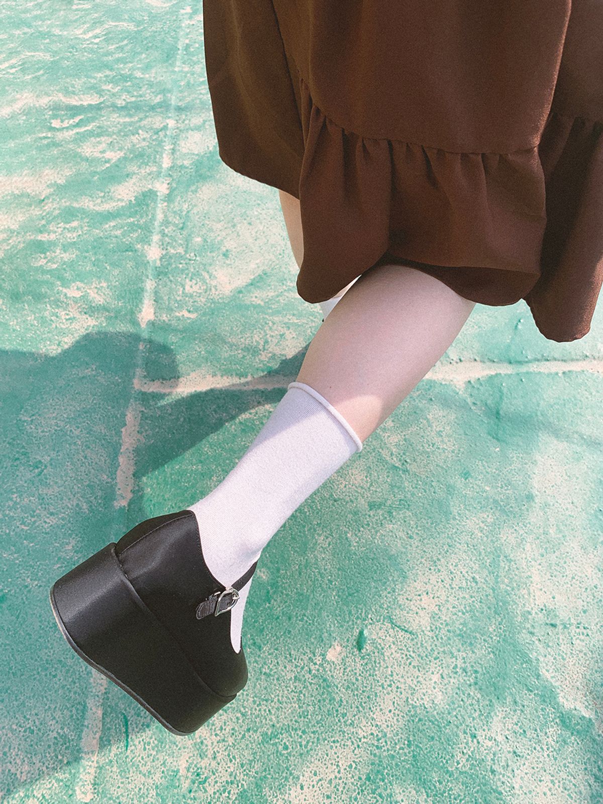 써클(CIRCLE) 발레 메리제인 플랫폼 슈즈(블랙새틴)