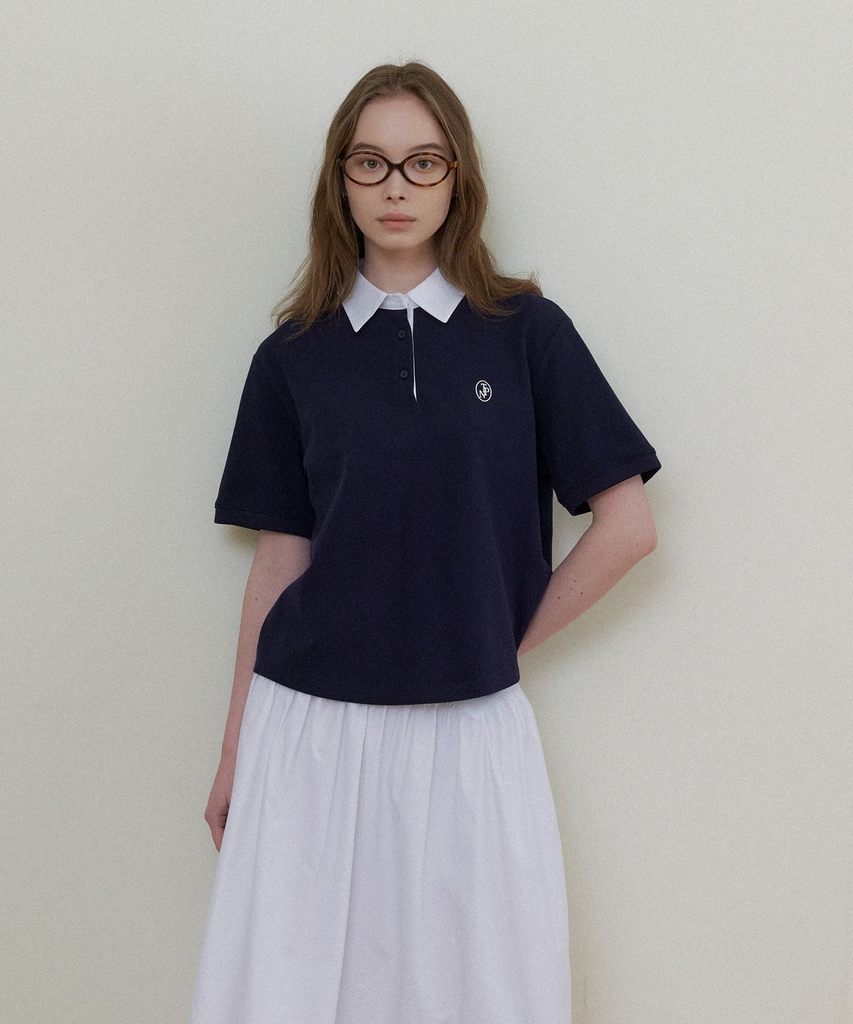 더페니(THE PENNY) PIGUE HAIF TEE - Navy