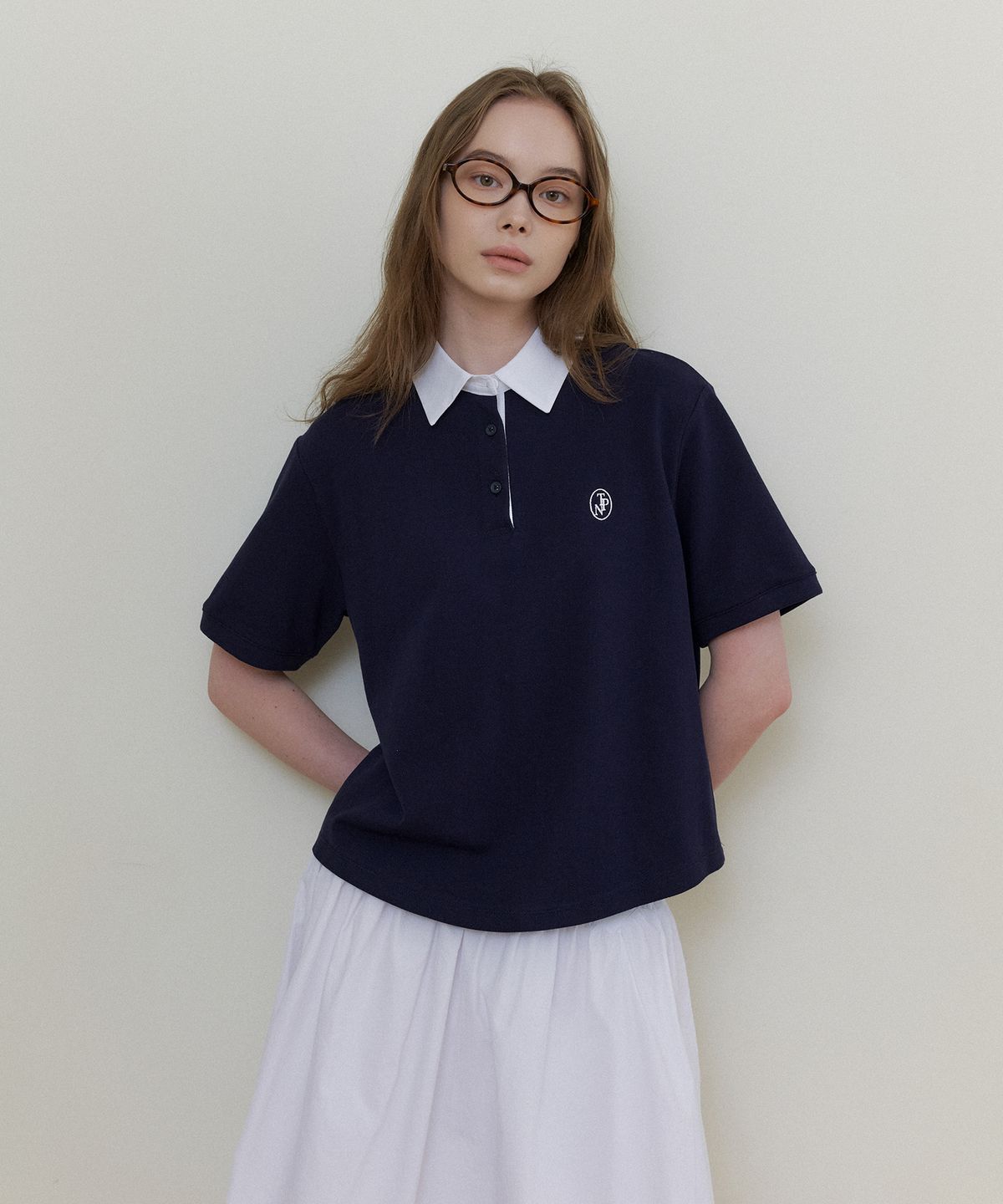더페니(THE PENNY) PIGUE HAIF TEE - Navy