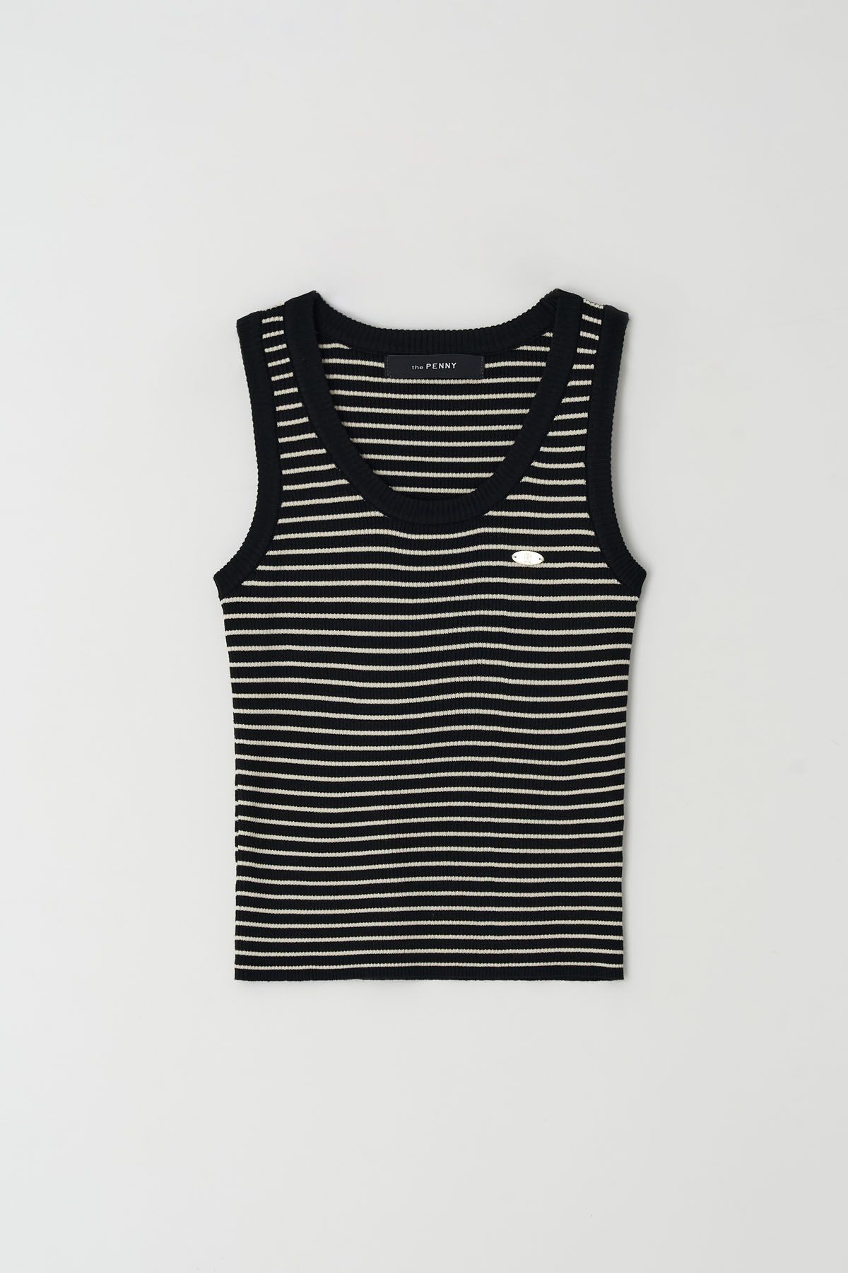 더페니(THE PENNY) STRIPE SLEEVELESS KNIT - Black