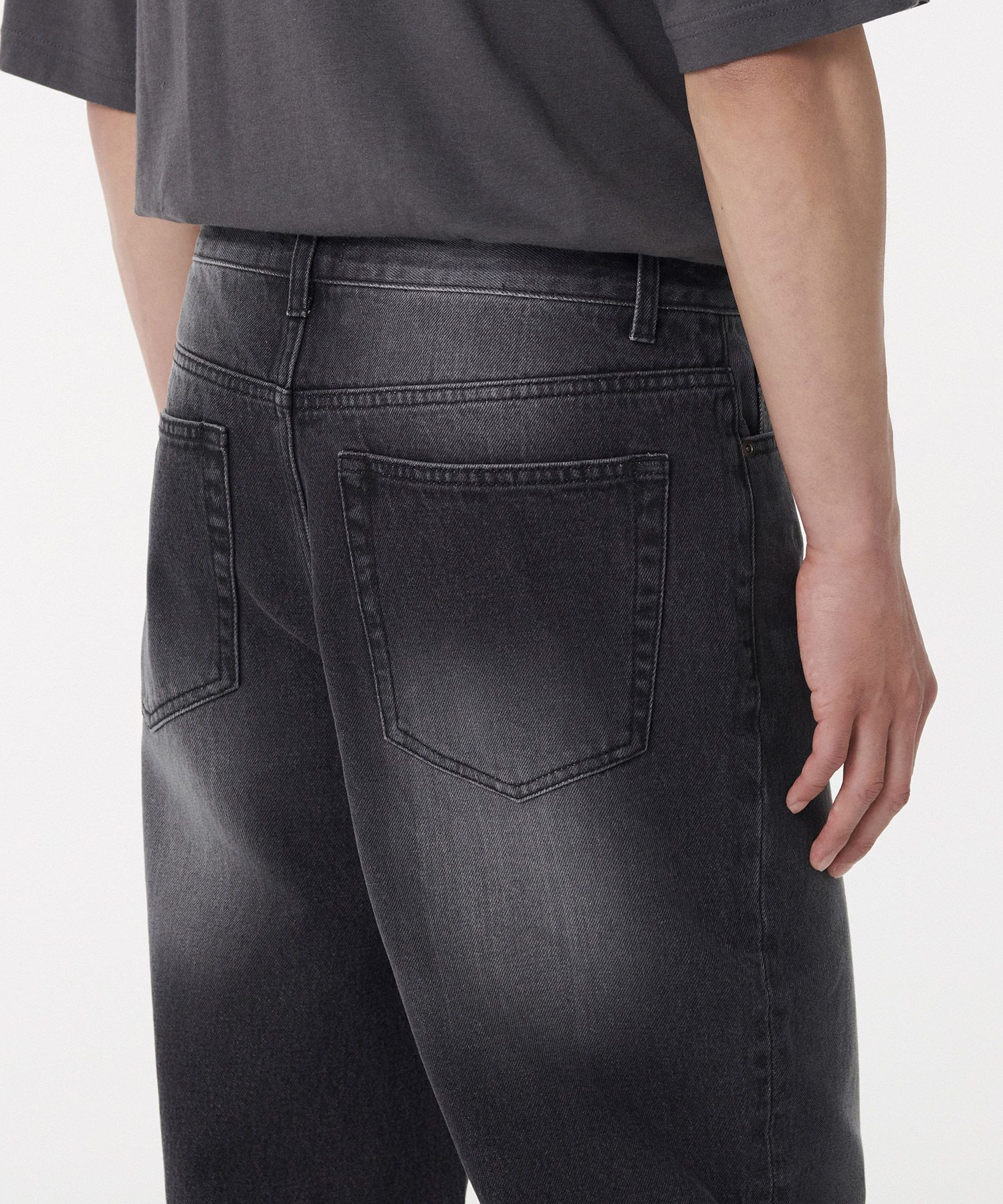 MUSINSA | MUSINSA STANDARD Big brush wide denim pants [black]