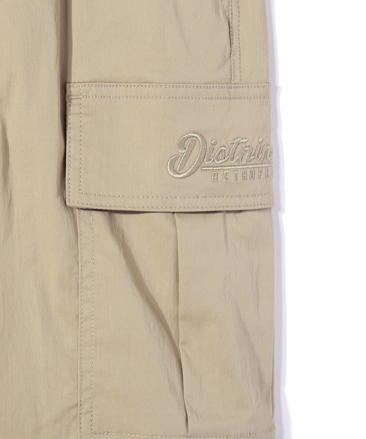 디스트나인(DISTN9NE) 와이드 파라슈트 로고 카고 팬츠 BEIGE (LO3PU724-005)