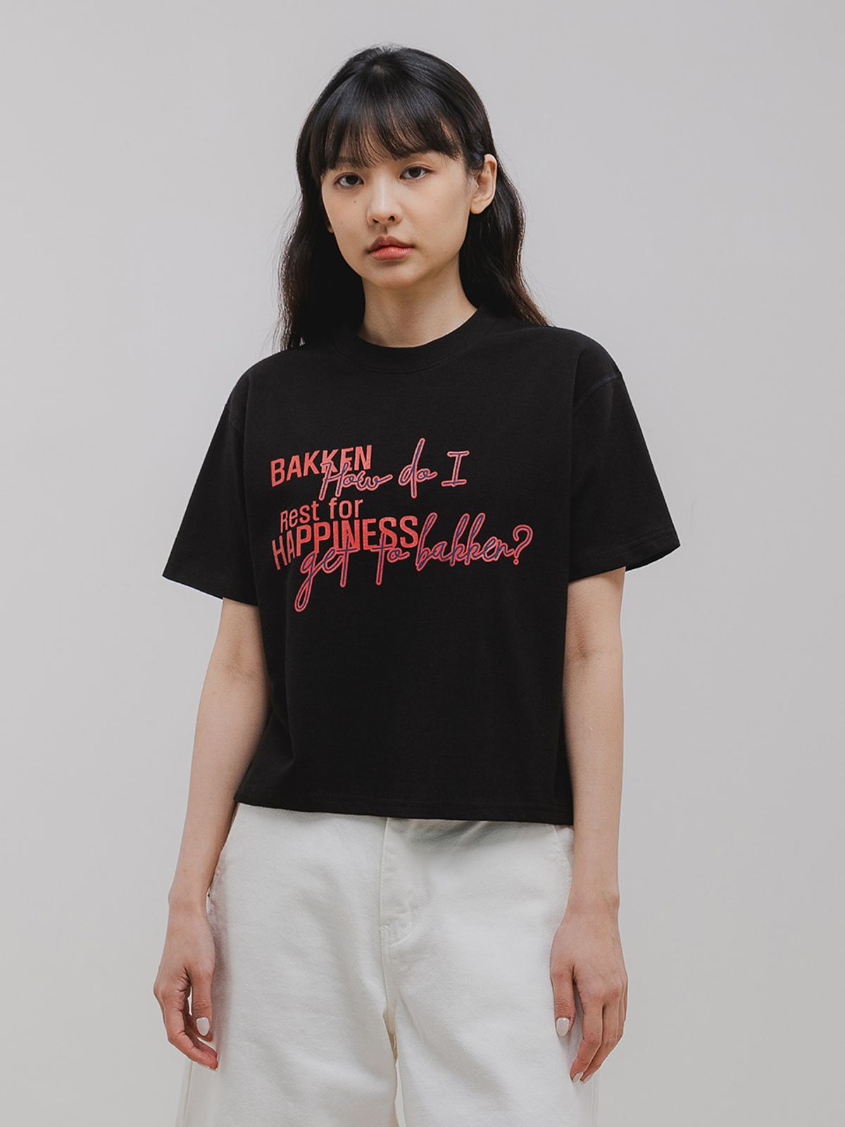바켄(BAKKEN) Happiness 반팔티셔츠 BK3987_블랙