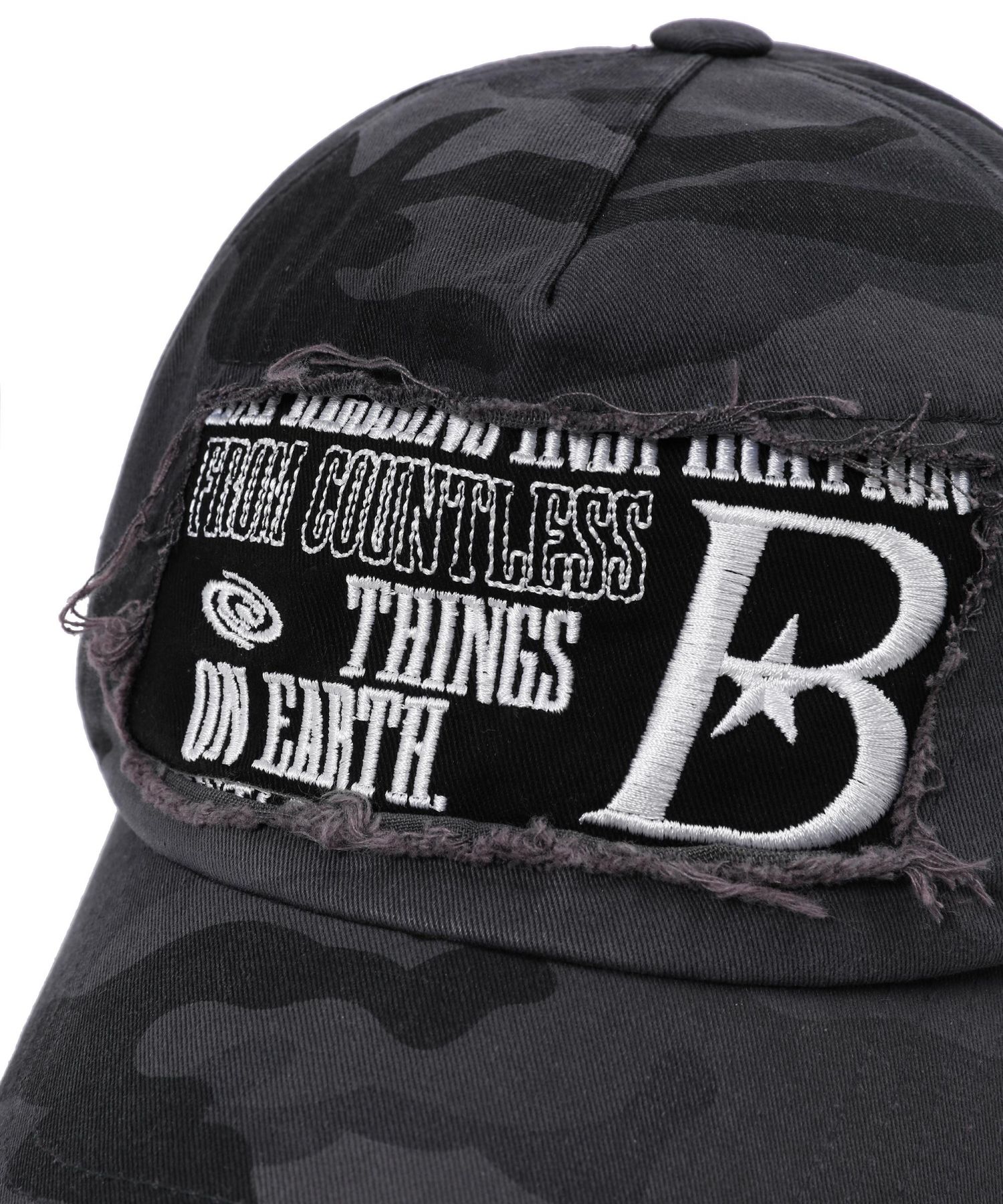 BAUF☆B LOGO DAMAGE BALL CAP MUSINSA公式 | BAUF BLOGO Damage Ball Cap [Black Camo]