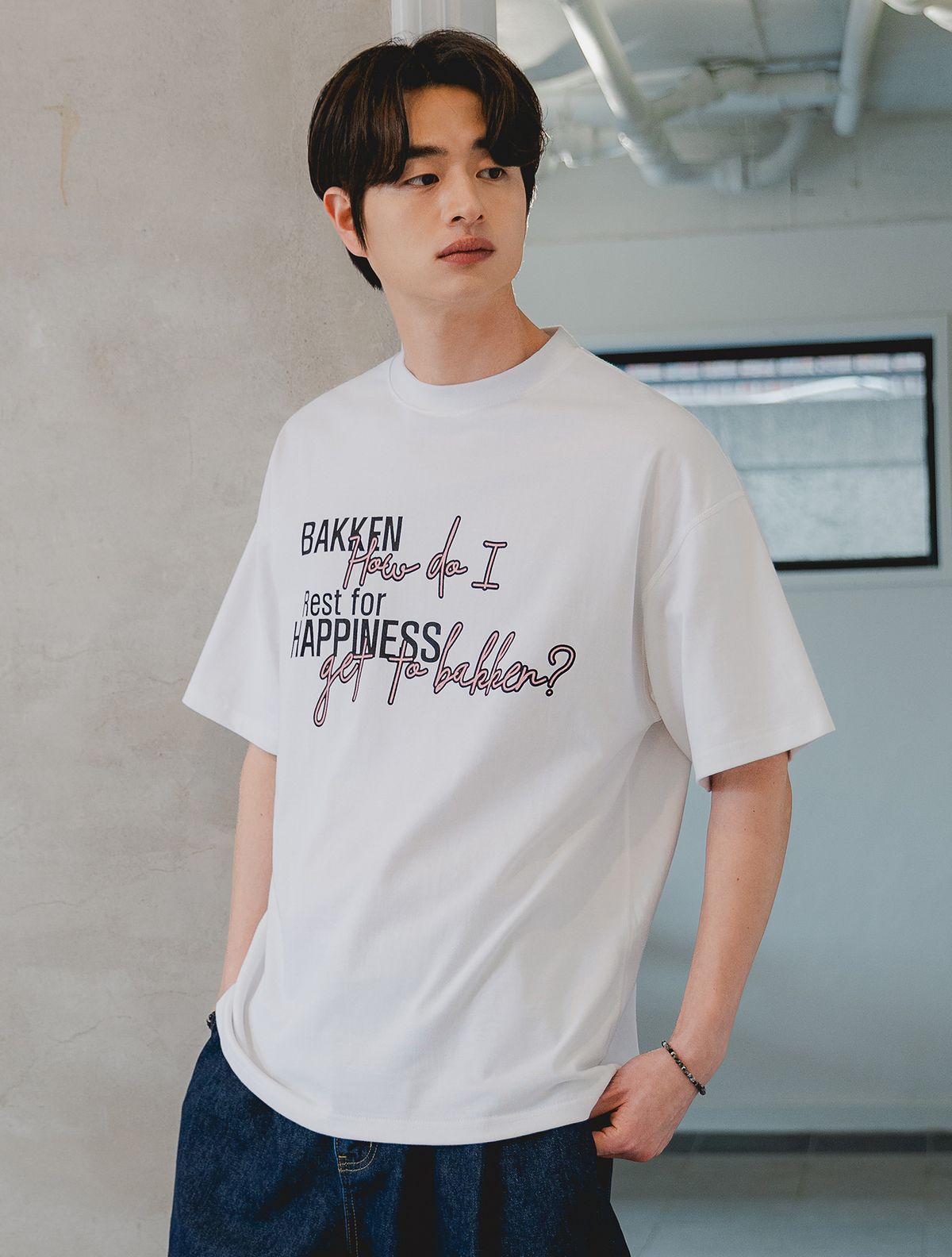 바켄(BAKKEN) Happiness 반팔티셔츠 BK3987_화이트