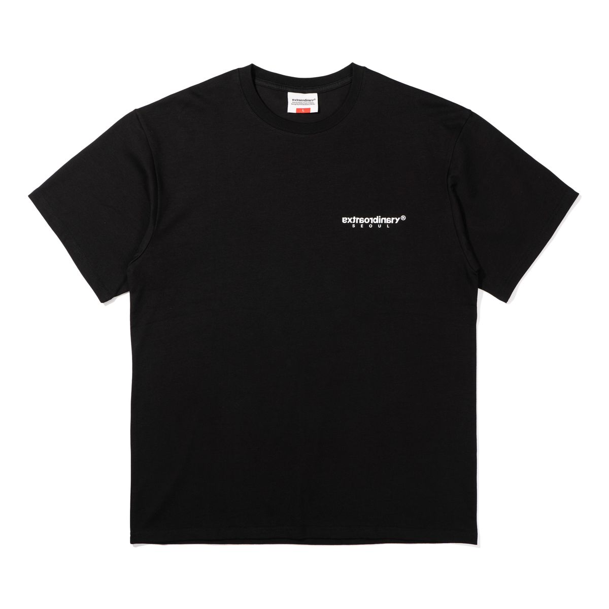 엑스트라오디너리(EXTRAORDINARY) 헤비코튼  BASIC SMALL LOGO TEE   BLACK