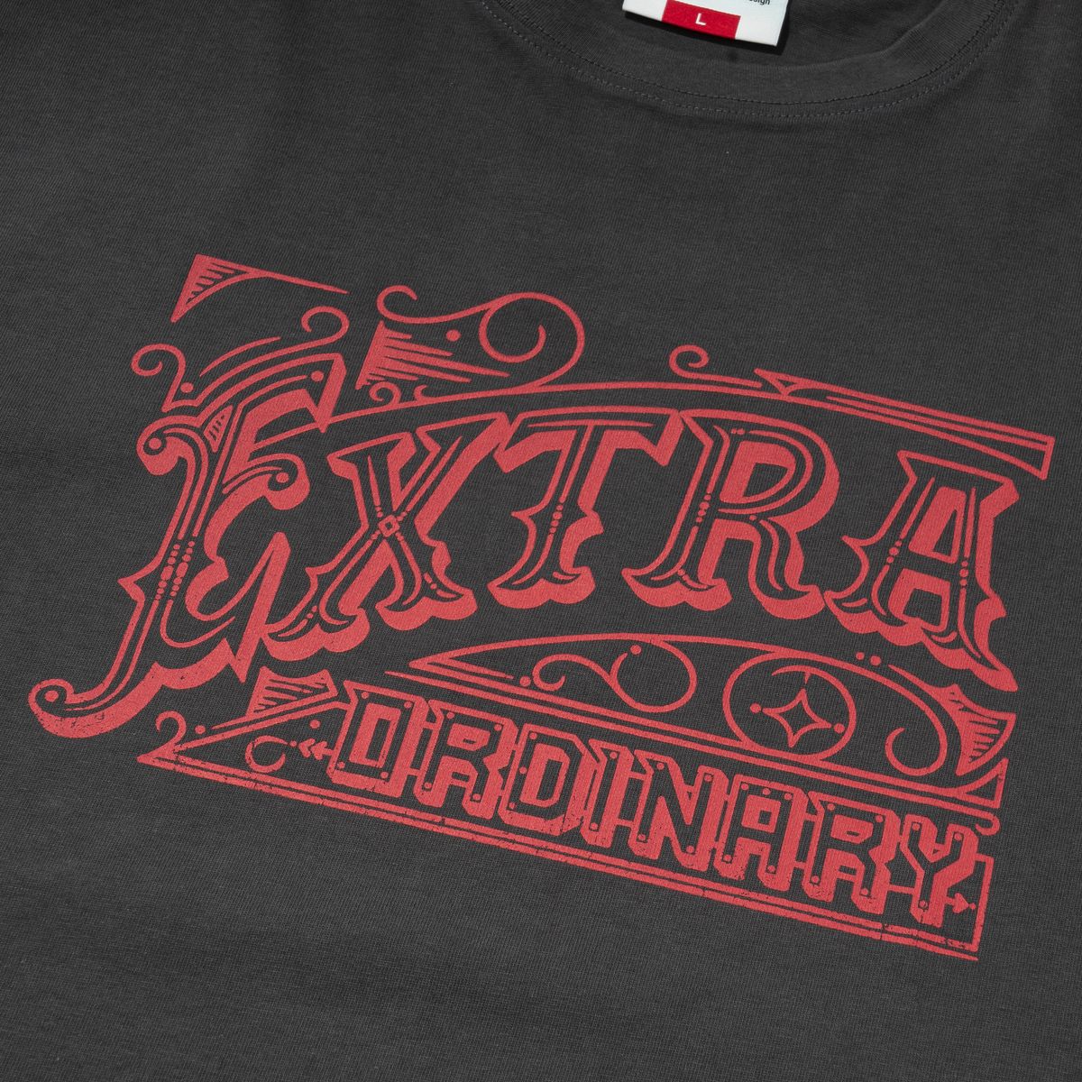 엑스트라오디너리(EXTRAORDINARY) 헤비코튼  EX VINTAGE LOGO TEE   CHARCOAL
