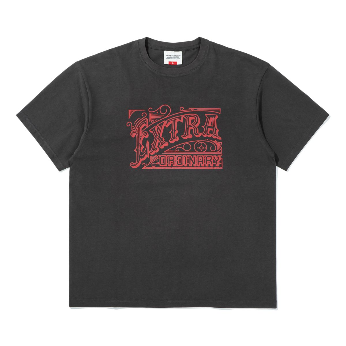 엑스트라오디너리(EXTRAORDINARY) 헤비코튼  EX VINTAGE LOGO TEE   CHARCOAL