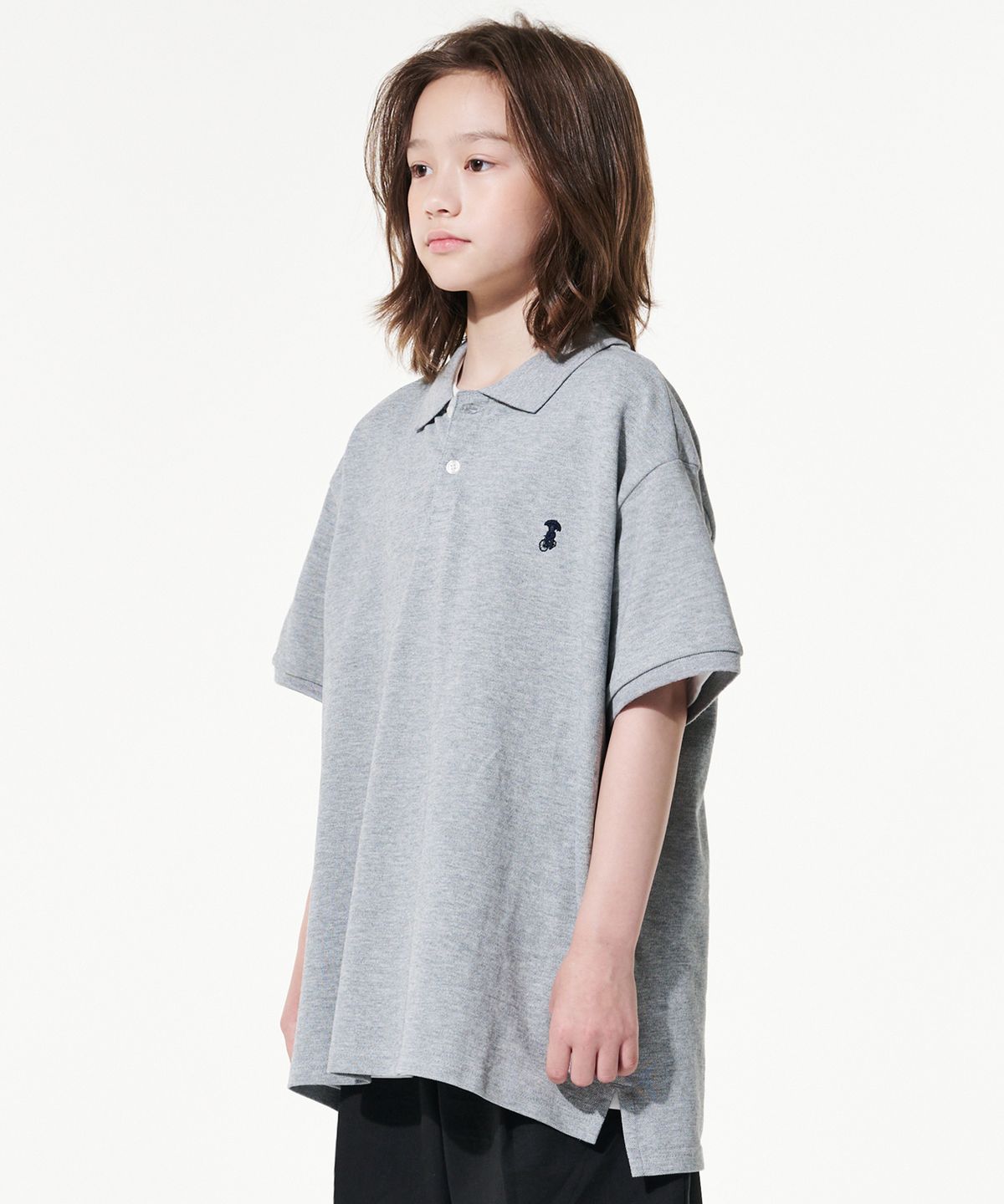 테이크이지 키즈(TAKEASY KIDS) 자이언트핏 피케 티셔츠(멜란지 그레이)
