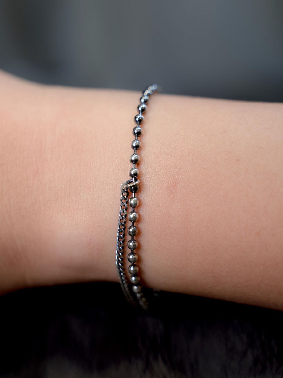 하랑(HARANG) HR 197B_Silver Double Chain Bracelet