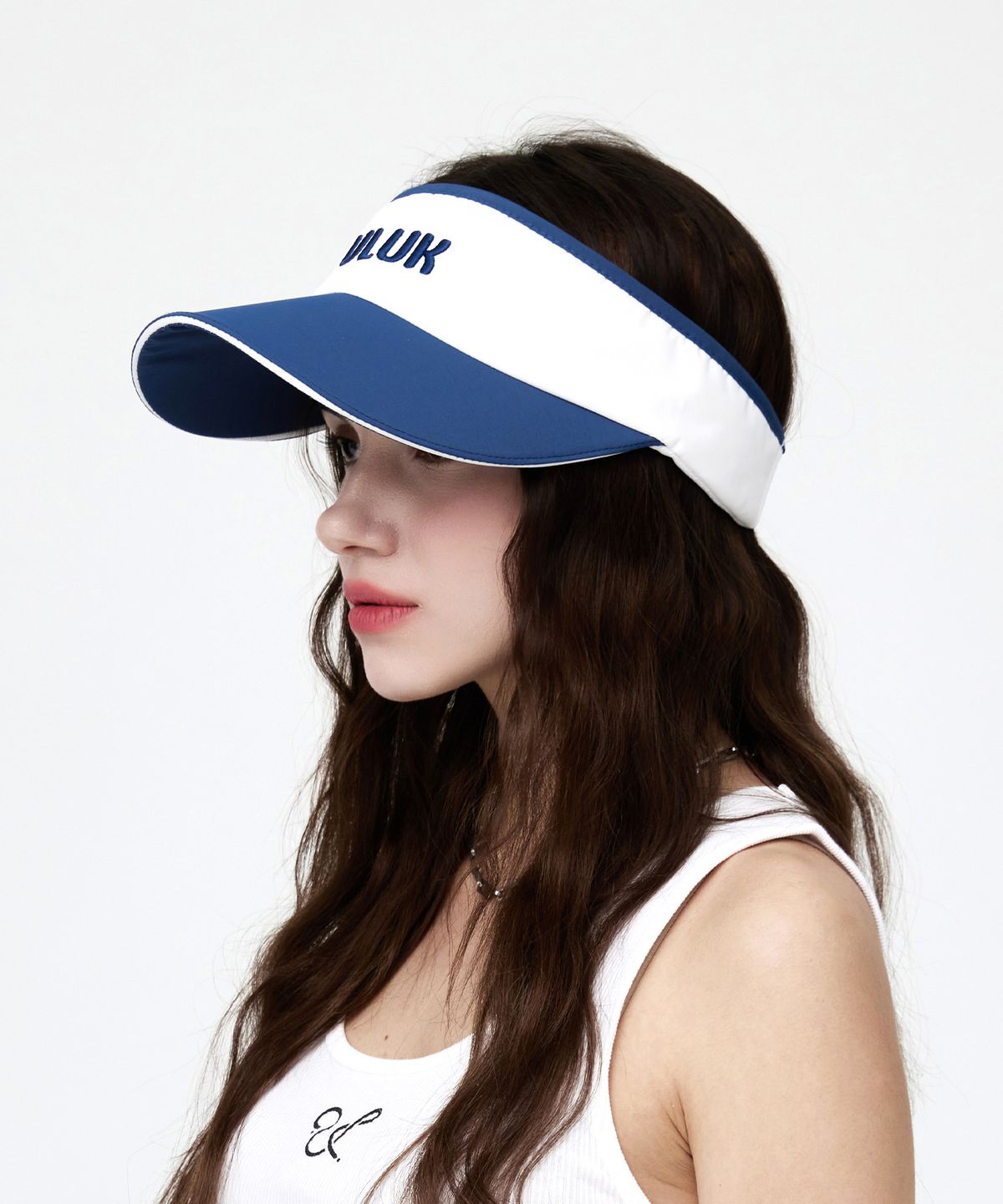 유룩(ULUK) 에션셜 볼륨자수 배색 썬캡_Blue
