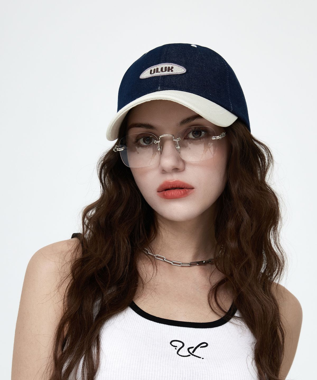 유룩(ULUK) 에션셜 써클 데님 투톤 볼캡_Ivory
