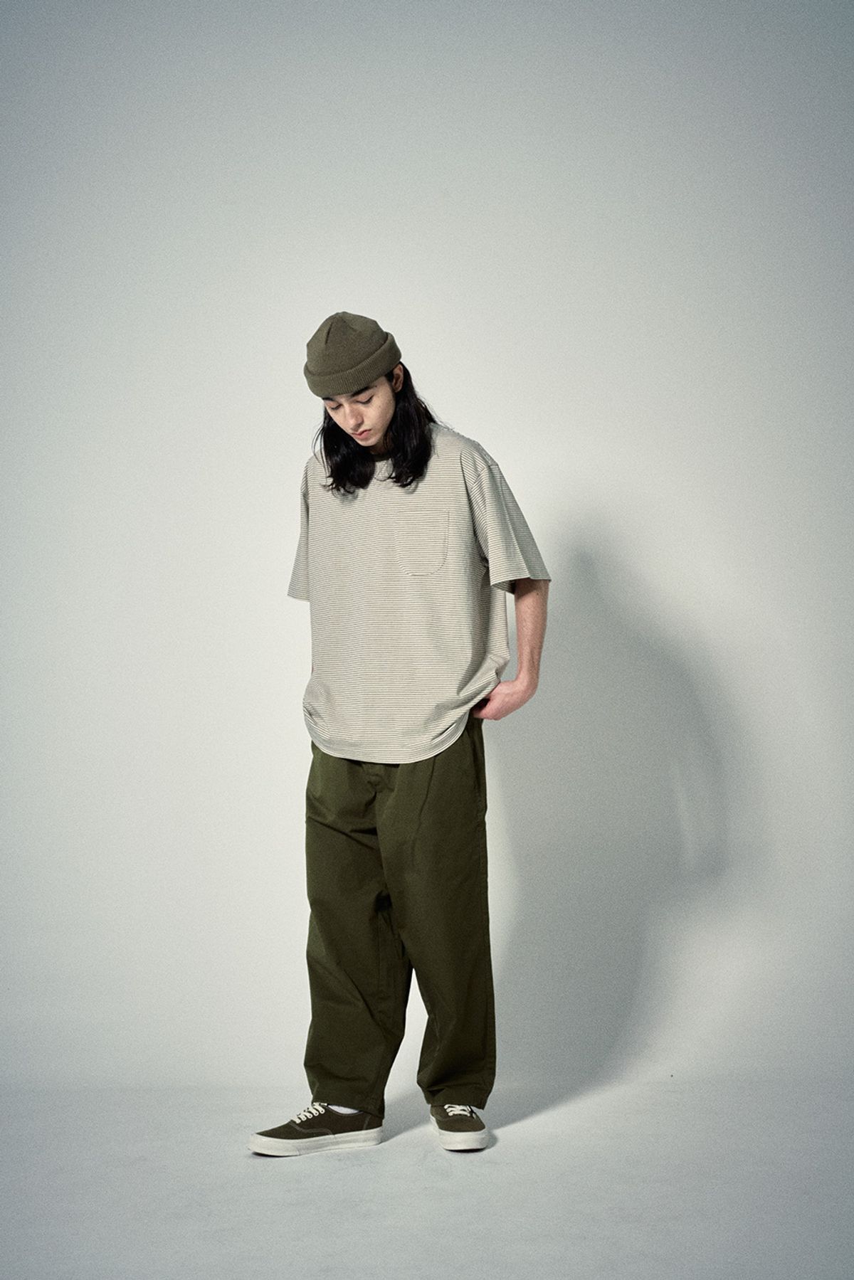 히즈핸더(HISHANDER) MULTI POCKET WIDE PANTS [Olive]