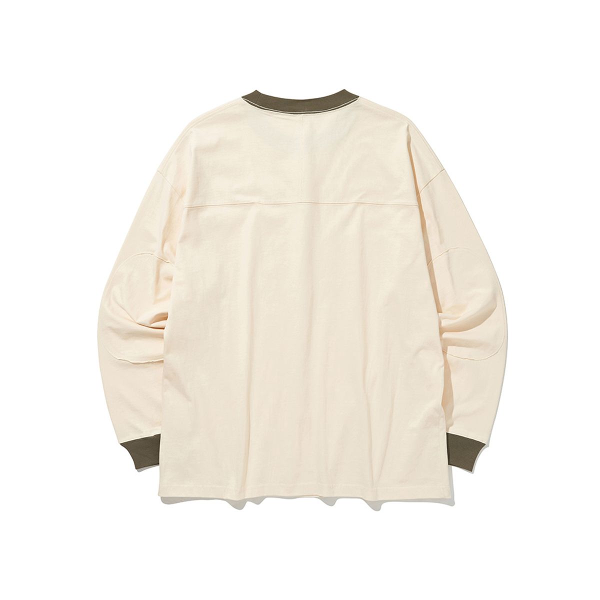 히즈핸더(HISHANDER) ROUND PATCH LONG SLEEVE T-SHIRTS [Ecru / Olive]