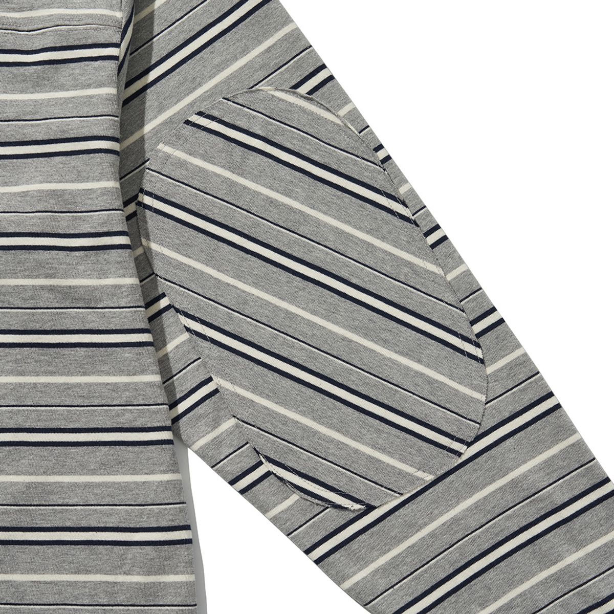 히즈핸더(HISHANDER) ROUND PATCH LONG SLEEVE T-SHIRTS [Stripe / Navy]