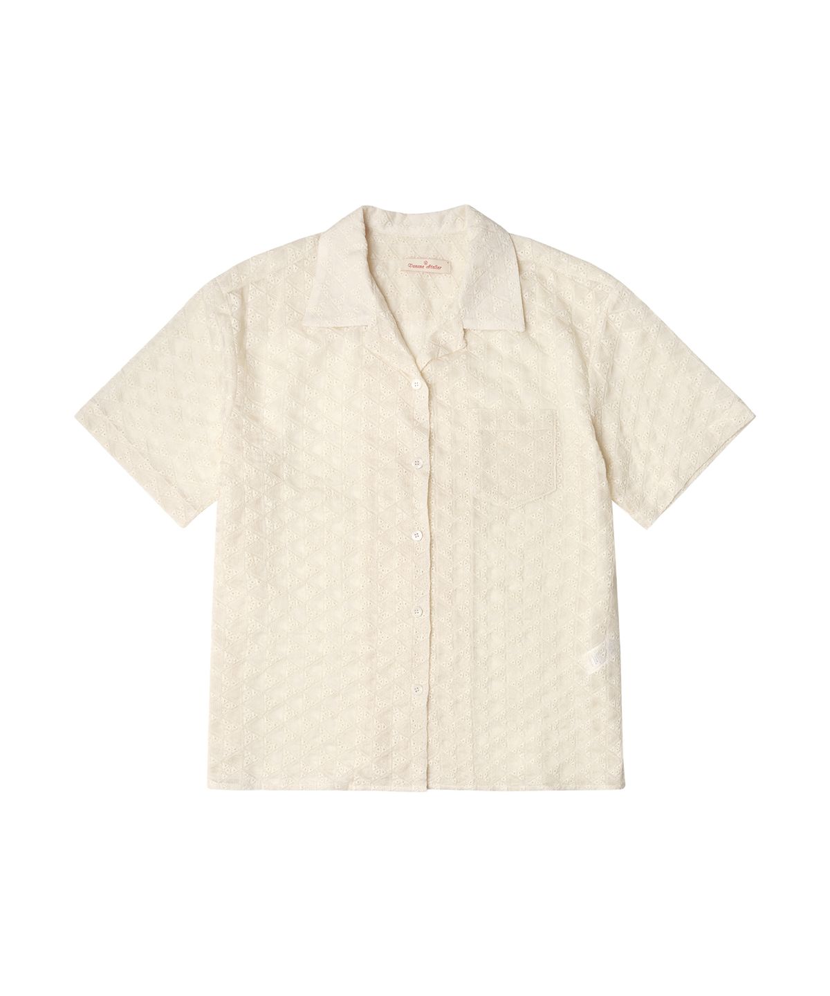 반원 아틀리에(VANONE ATELIER) A3476 플라워 오픈 칼라 셔츠_Cream