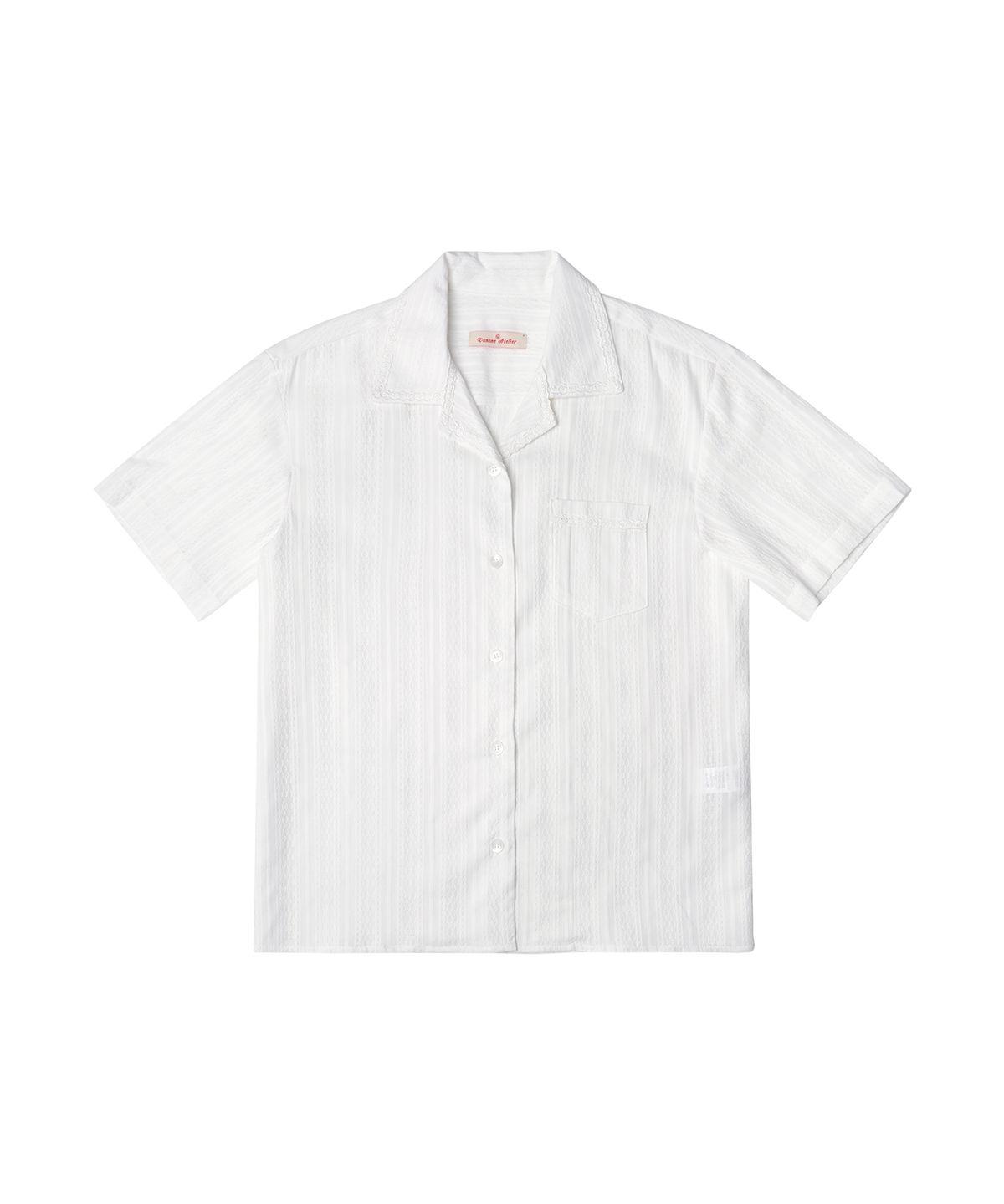 반원 아틀리에(VANONE ATELIER) A3477 레이스 오픈 칼라 셔츠_White