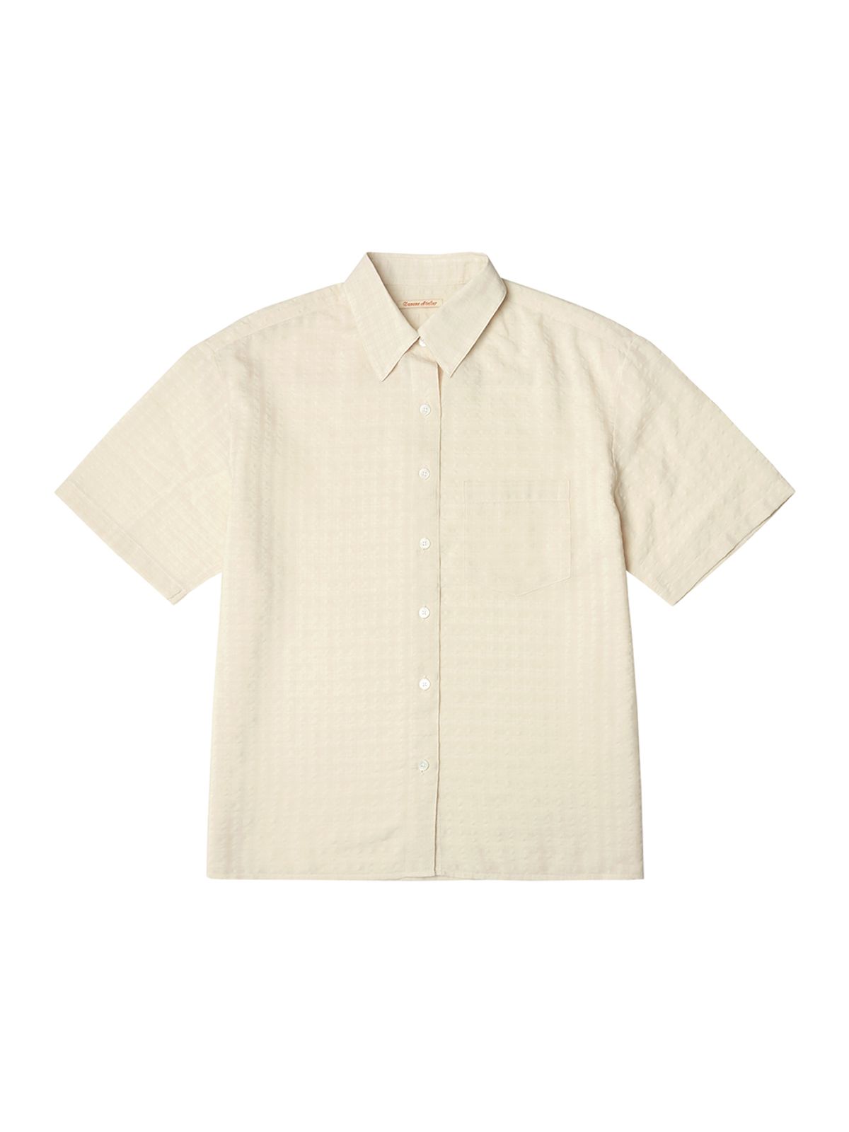 반원 아틀리에(VANONE ATELIER) A3480 시스루 체크 반팔 셔츠_Cream