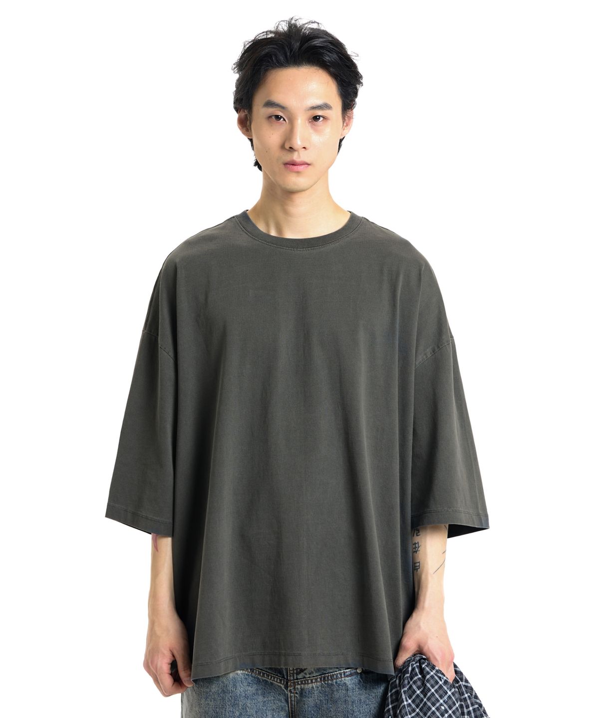 본바트(VONVAT) Signature Incision Coccoon Short Sleeve (Dying Charcoal)