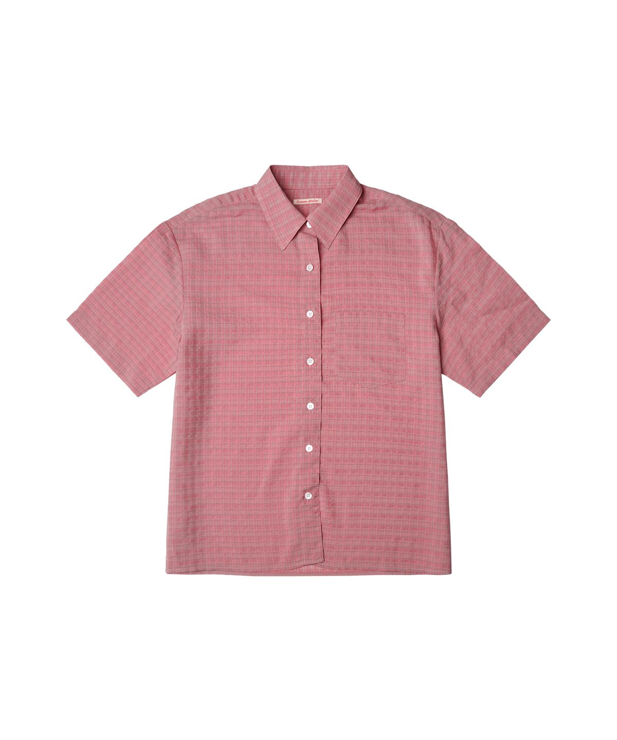 반원 아틀리에(VANONE ATELIER) A3480 시스루 체크 반팔 셔츠_Pink