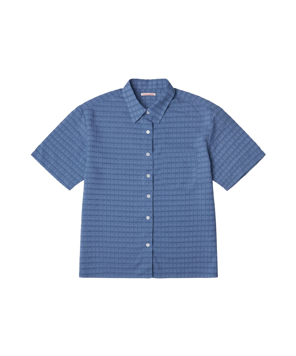 반원 아틀리에(VANONE ATELIER) A3480 시스루 체크 반팔 셔츠_Blue