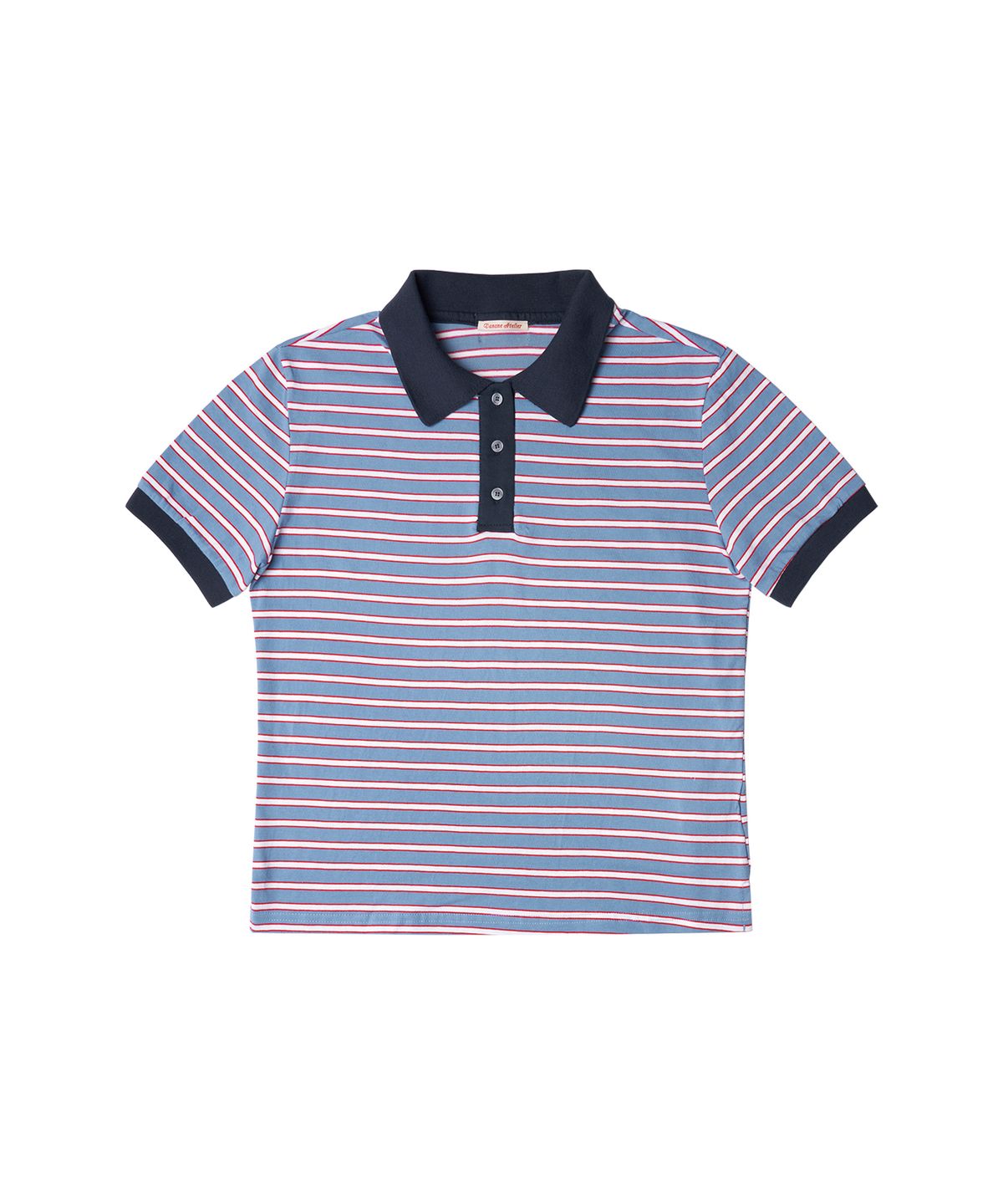 반원 아틀리에(VANONE ATELIER) A3481 스트라이프 피케 티셔츠_Sky blue/Navy