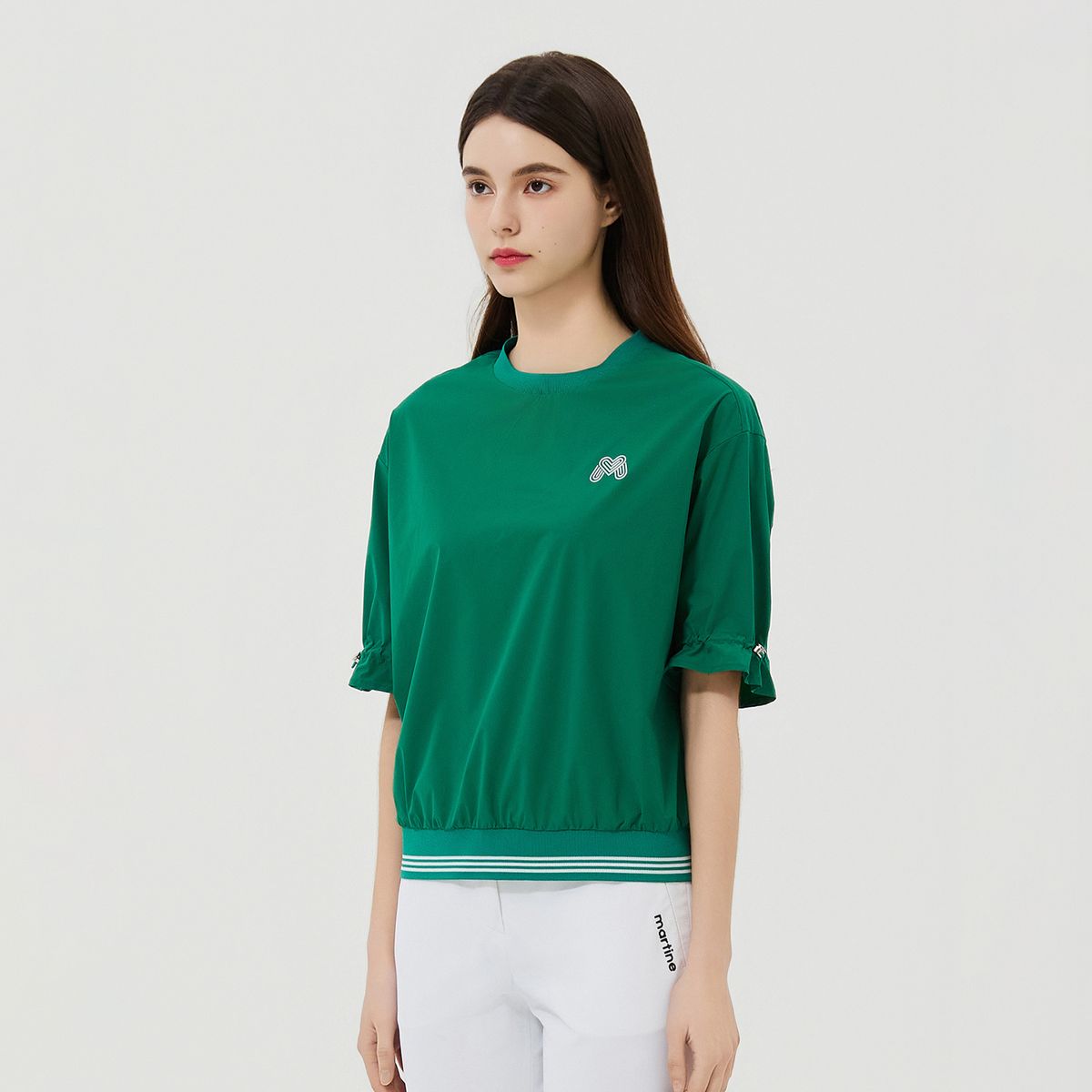 마틴골프(MARTINE GOLF) Puff Sleeve Round Neck Shirts_Green