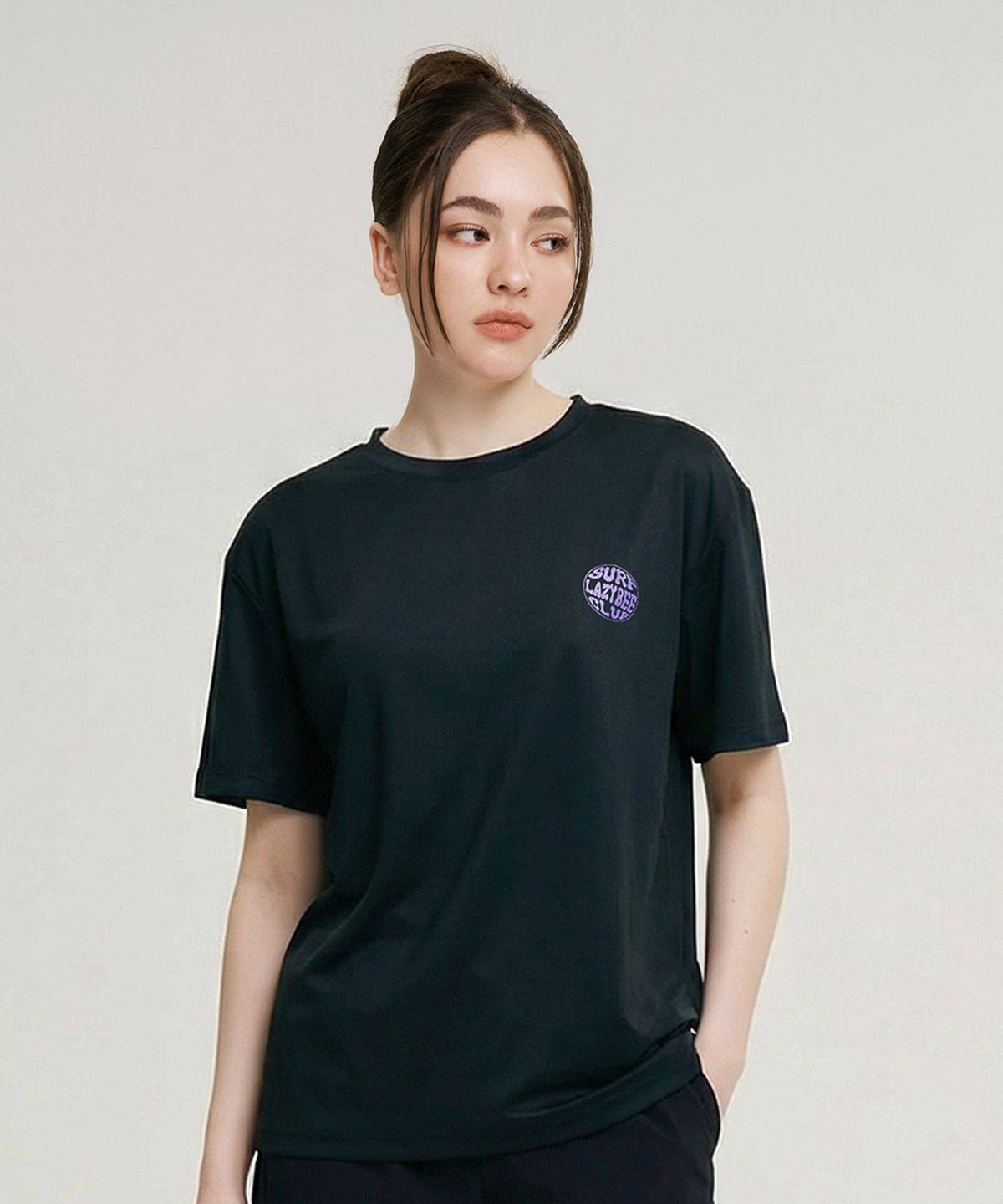 레이지비(LAZYBEE) 쿨링 라이트 루즈핏 반팔 래쉬가드 W 블랙2