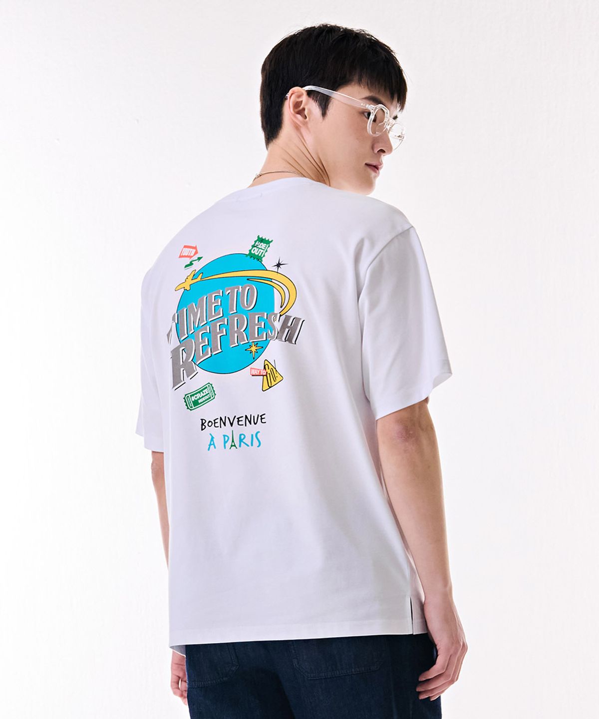 체이스컬트(CHASECULT) 공용 컬러 드로잉 반팔 티셔츠-DBRU5828D01