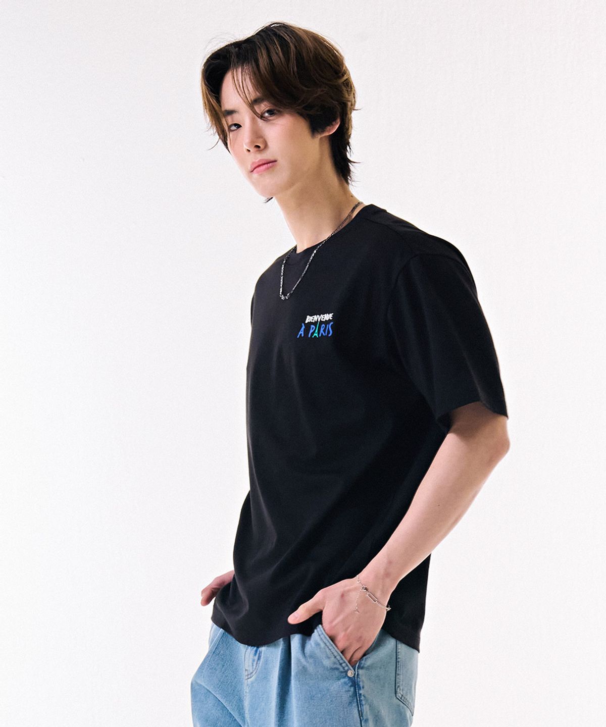 체이스컬트(CHASECULT) 공용 컬러 드로잉 반팔 티셔츠-DBRU5828D03