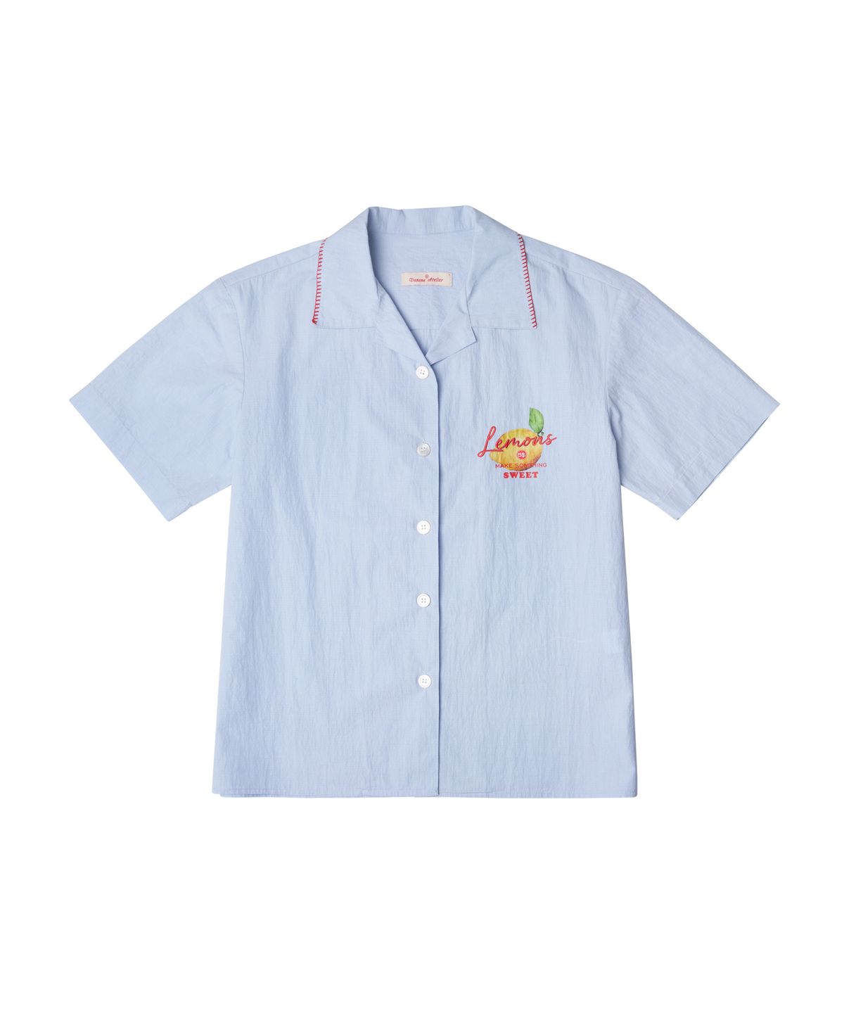반원 아틀리에(VANONE ATELIER) A3494 Lemons 오픈 칼라 셔츠_Blue