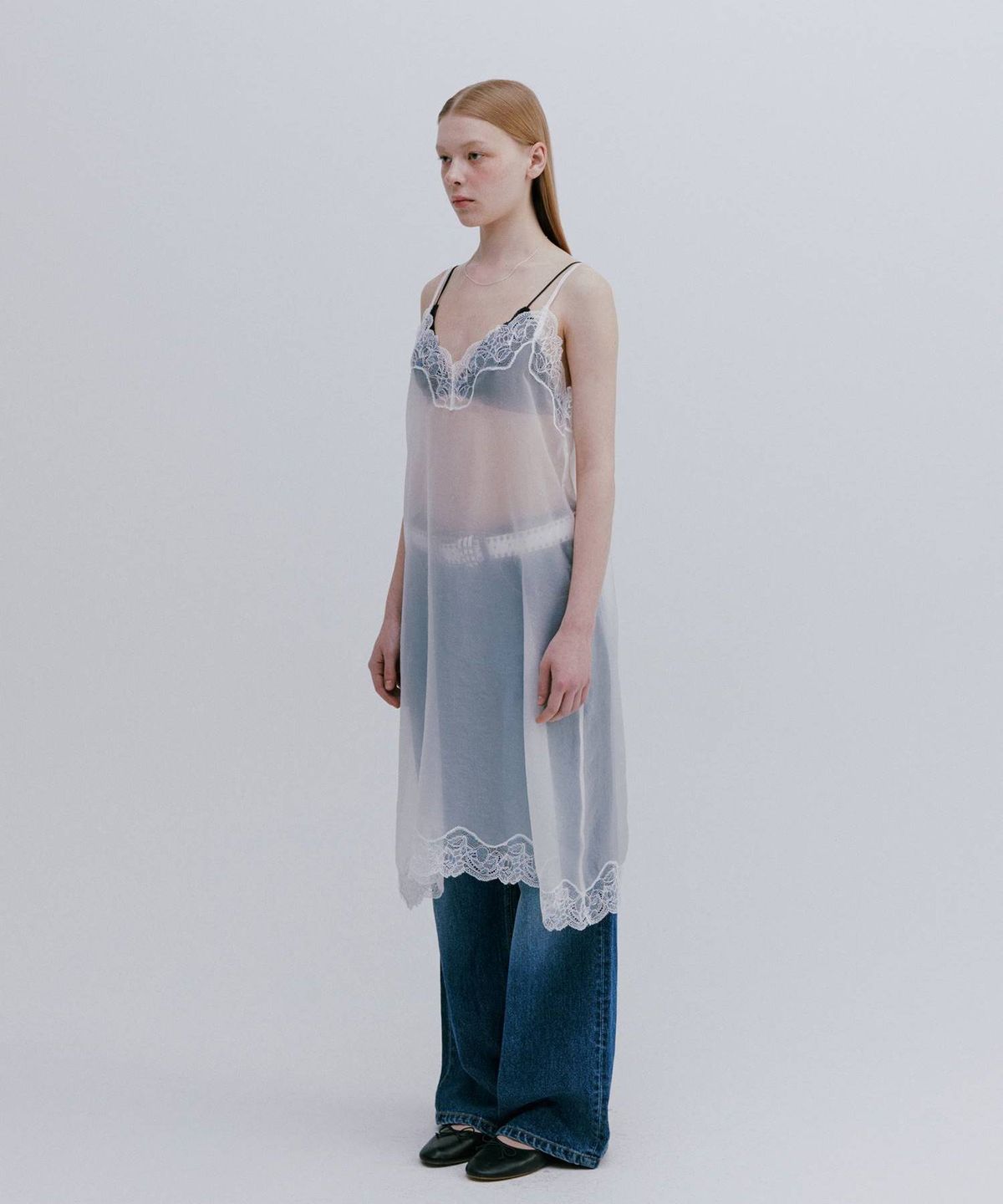 마이스(MAIS) SEE-THROUGH SLIP DRESS / WHITE