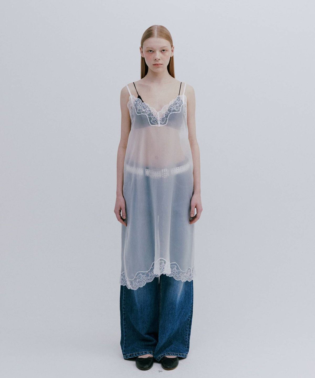 마이스(MAIS) SEE-THROUGH SLIP DRESS / WHITE