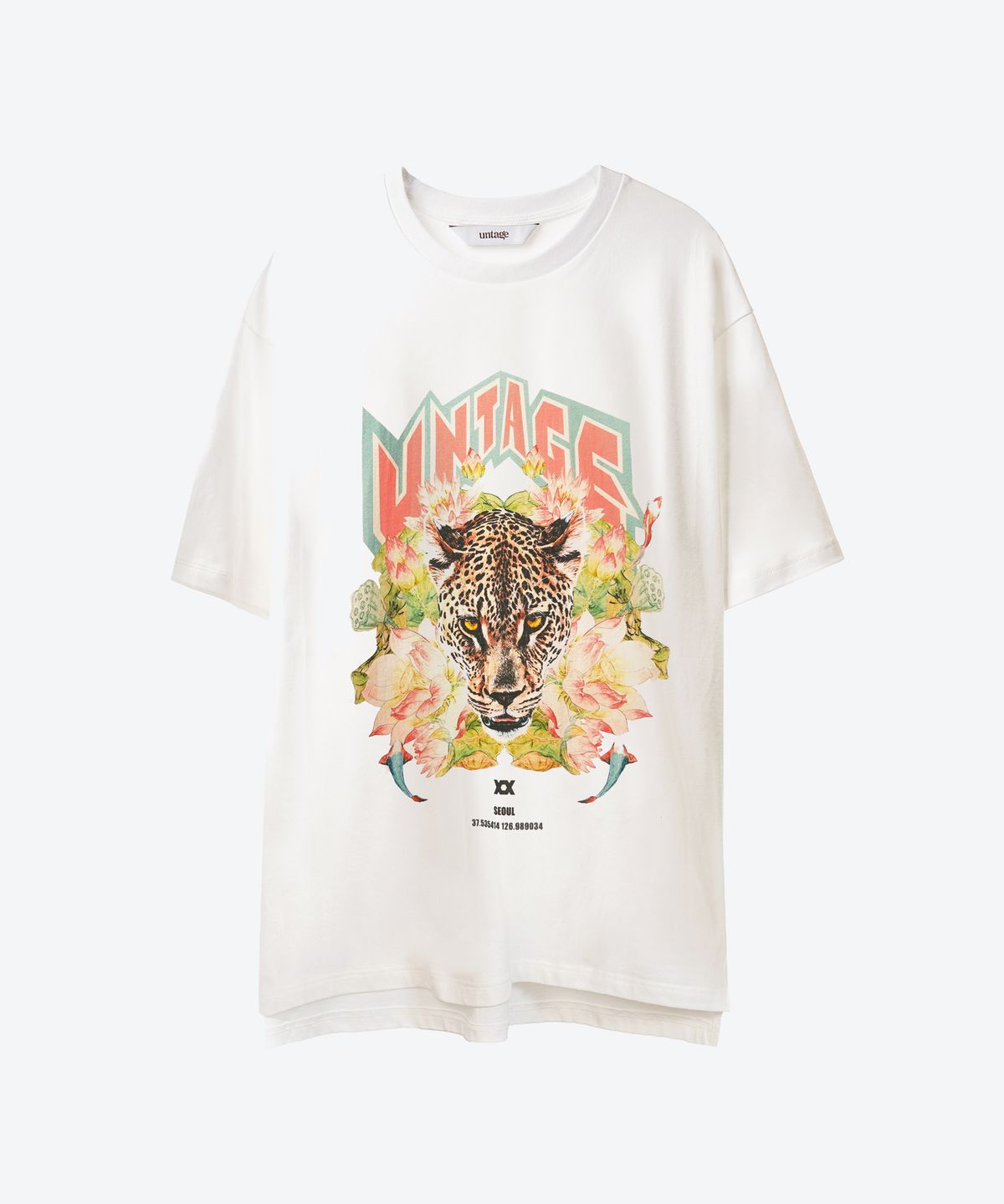 언티지(UNTAGE) 레오파드 프린트 티셔츠[White(UNISEX)]_UTT-ST01