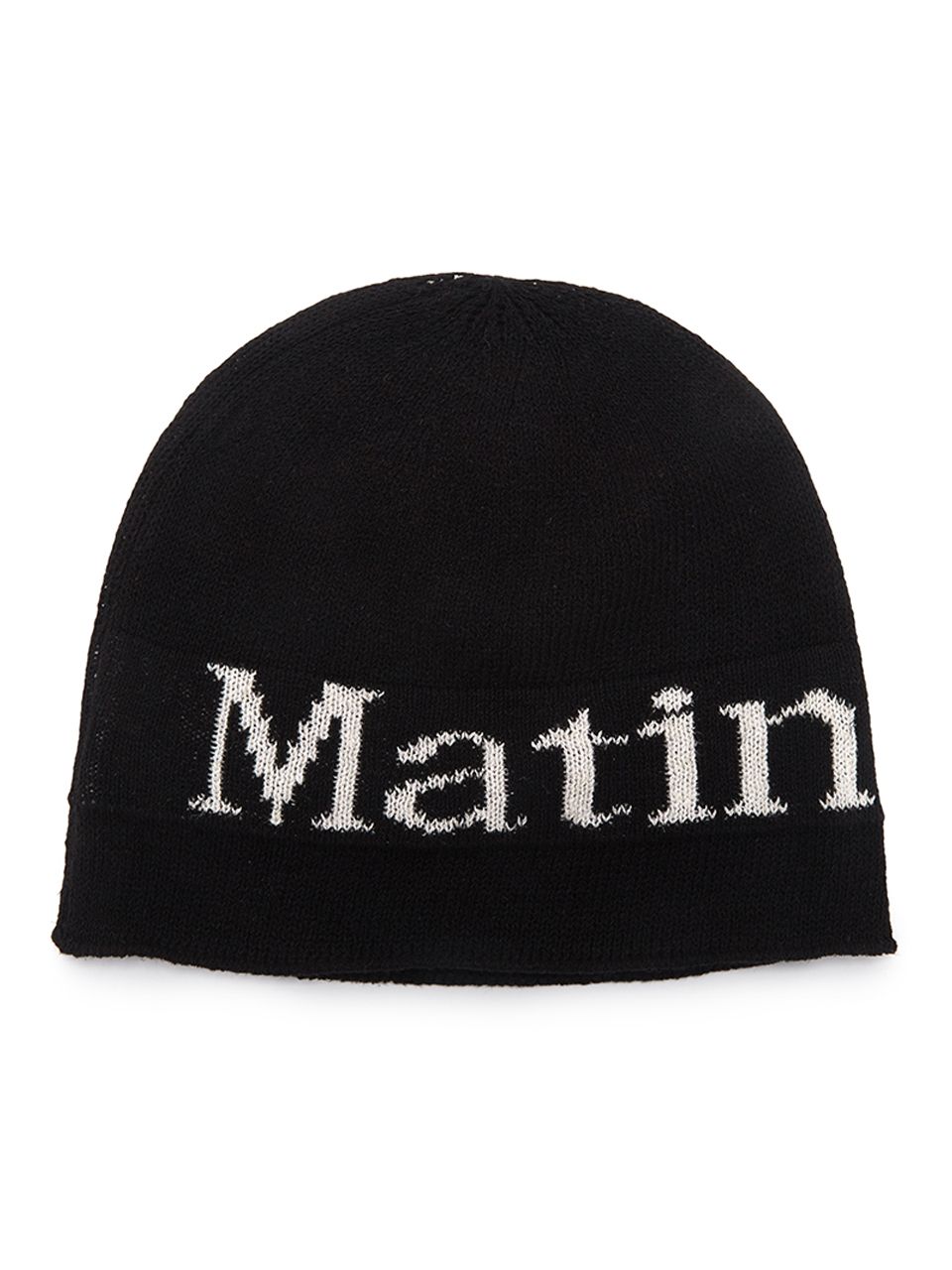 MUSINSA | MATIN KIM LOGO LINEN SHORT BEANIE IN BLACK