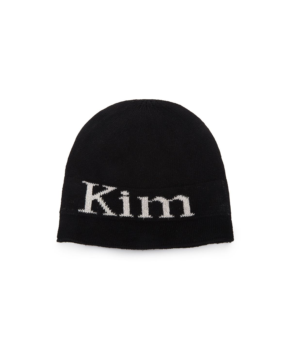 마뗑킴(MATIN KIM) LOGO LINEN SHORT BEANIE IN BLACK