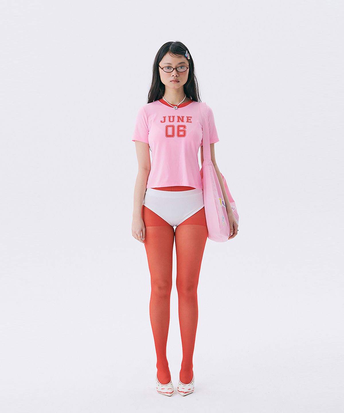 준준스페이스(JUNEJUNE SPACE) June Drawing Cotton Bag_Pink (준 드로잉 코튼 백_핑크)
