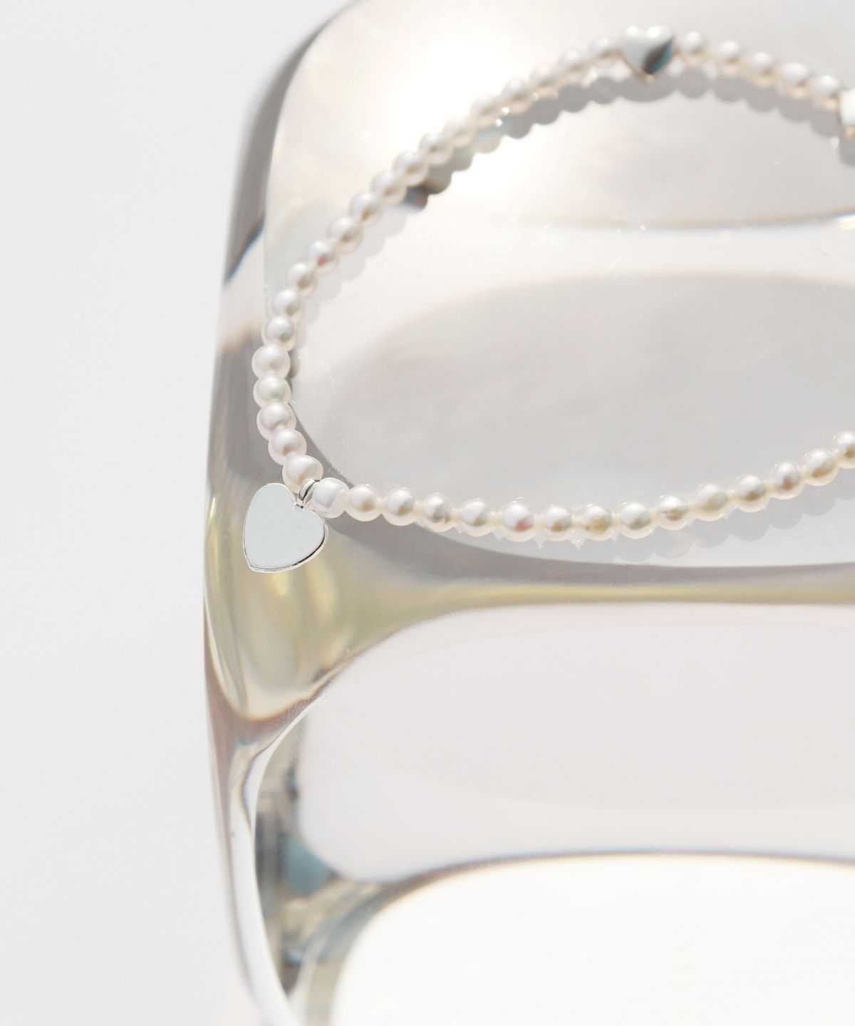 봉보(BONBEAU) Bebe silver heart water pearl Bracelet 실버925 미니하트 참 담수진주 팔찌 3mm