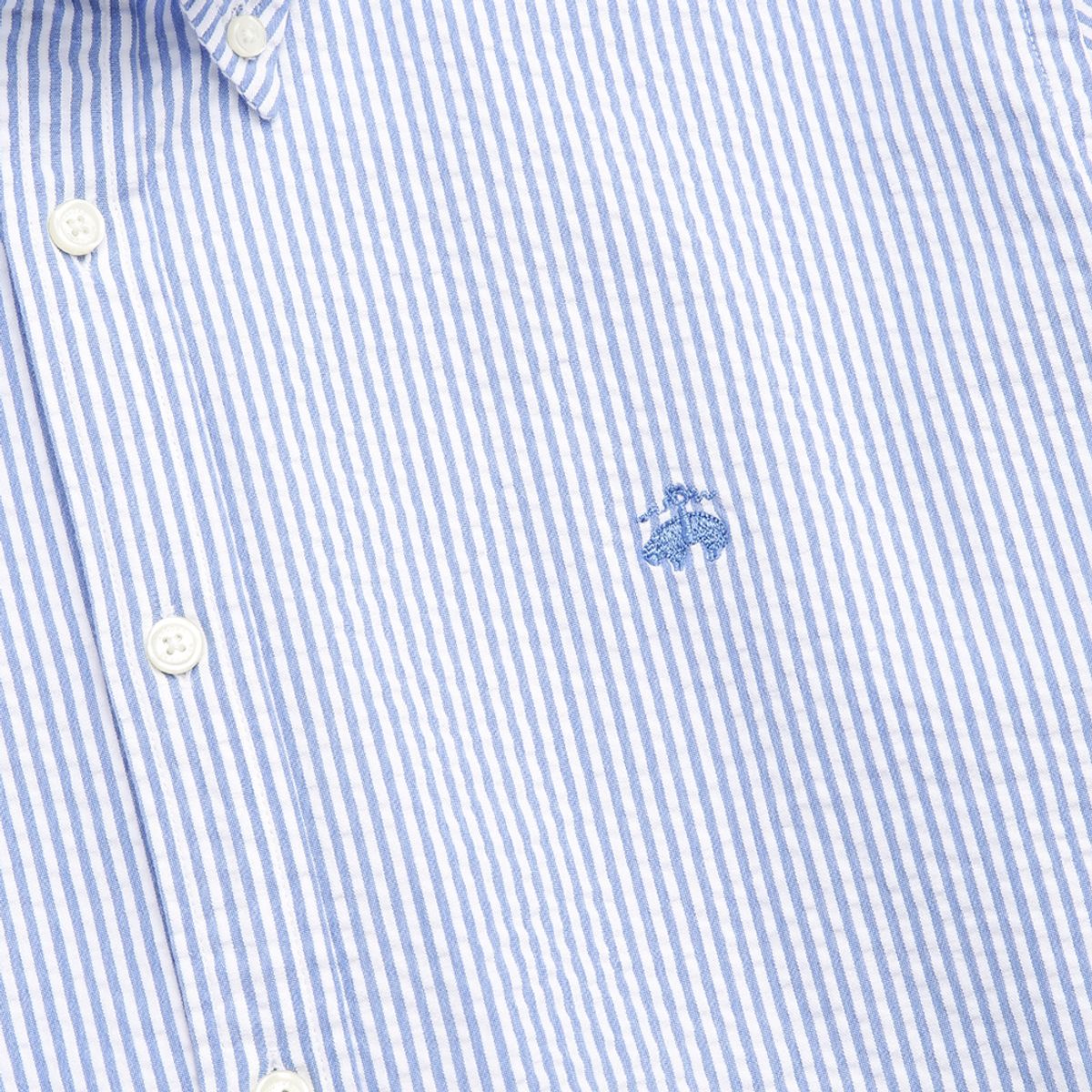 브룩스 브라더스(BROOKS BROTHERS) 레귤러핏 시어서커 스트라이프 셔츠 (블루) (BBTHMM0378MEM)
