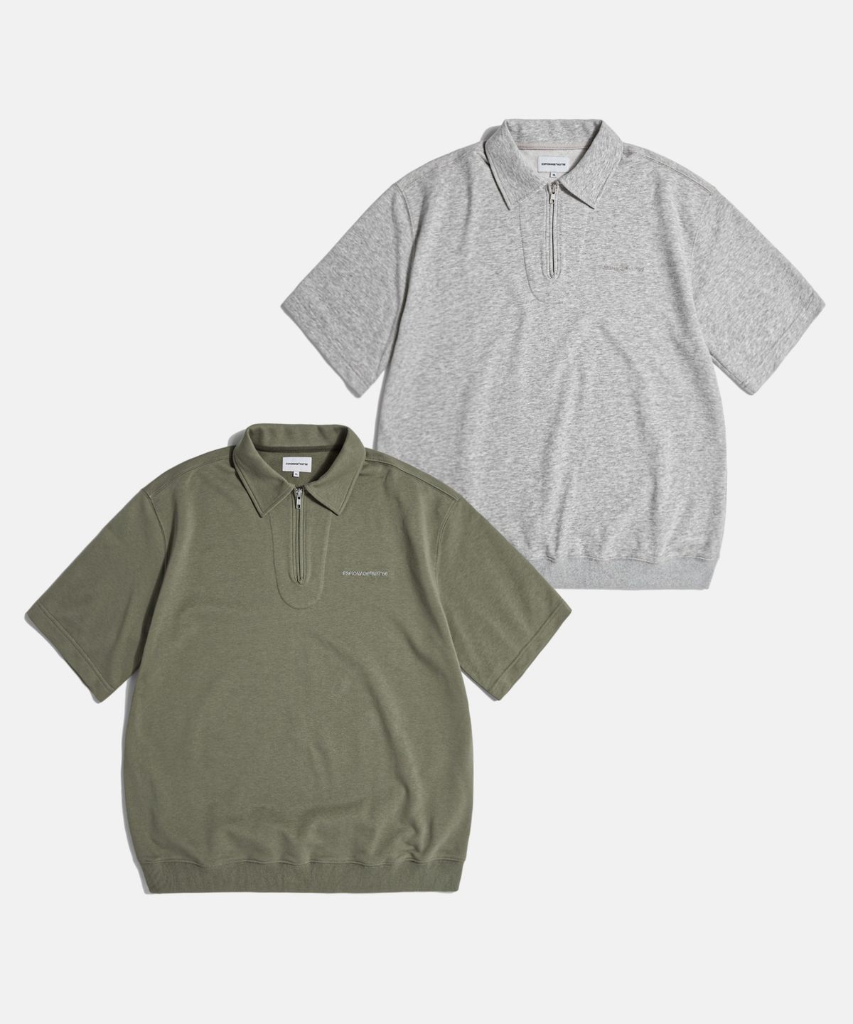 에스피오나지(ESPIONAGE) Quarter Zip Collar S/S Sweatshirt Olive